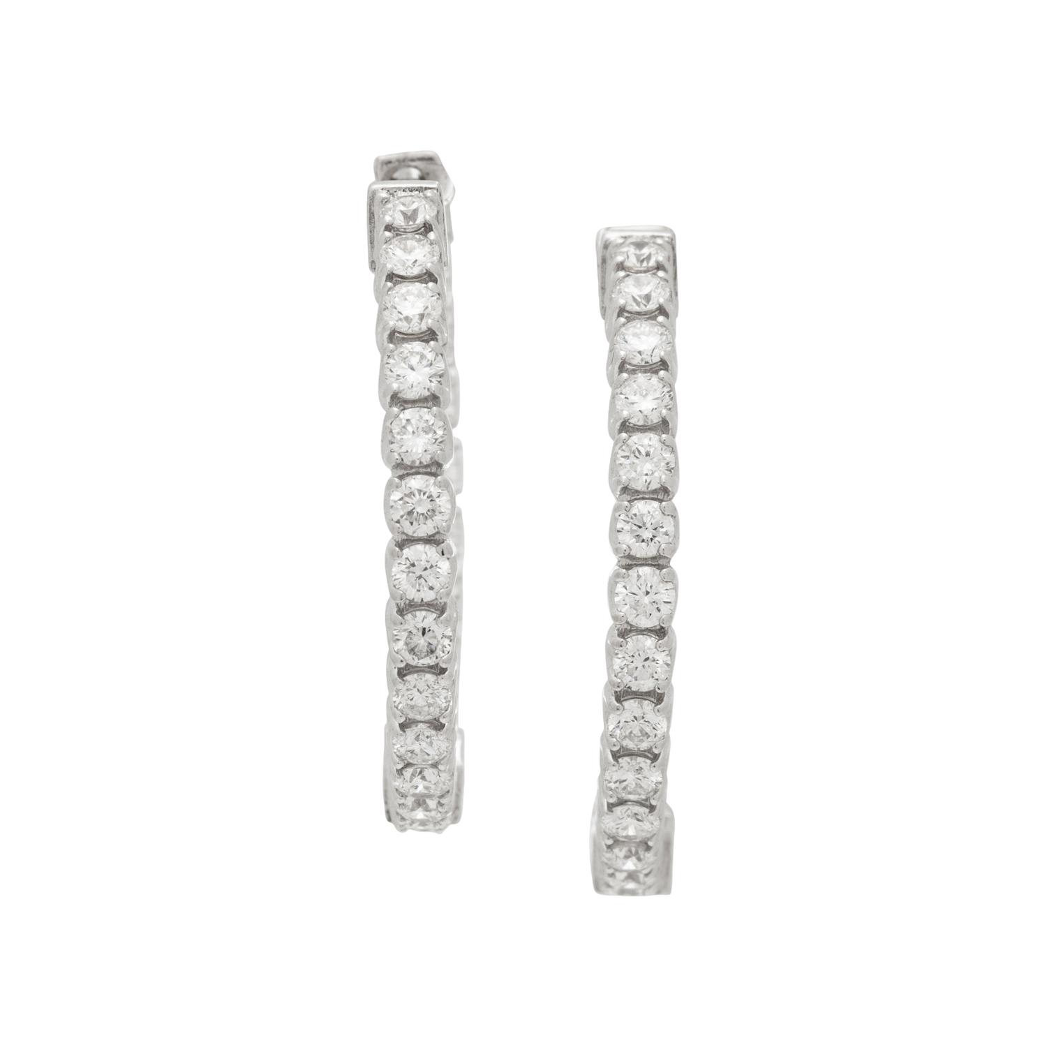 WHITE GOLD AND DIAMOND HOOP EARRINGS