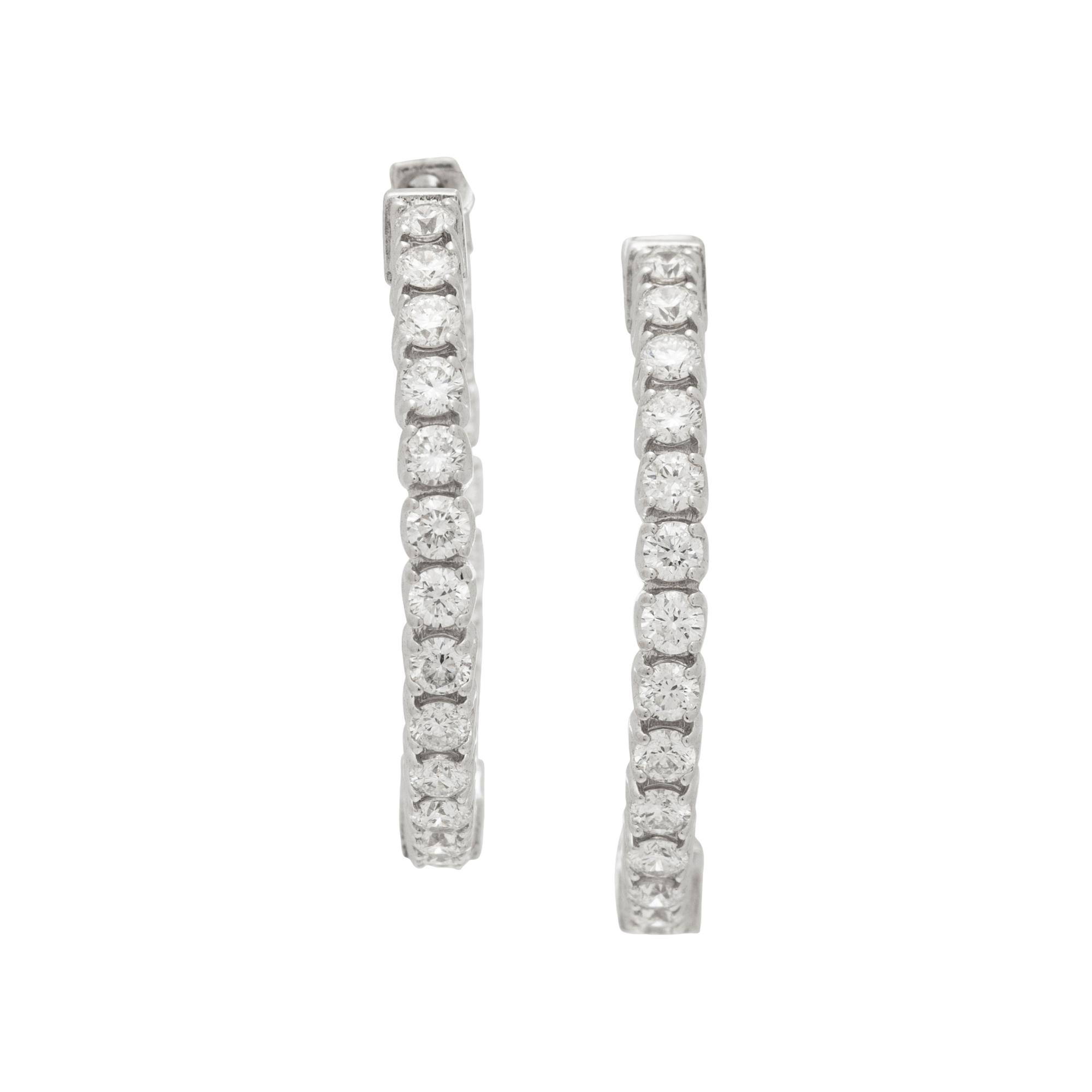 WHITE GOLD AND DIAMOND HOOP EARRINGS