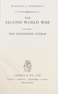 CHURCHILL, WINSTON. The Second World War. London, 1948-1954. 6 vols. With The World in Crisis. 4 vols. London, 1923-27. (10 total)