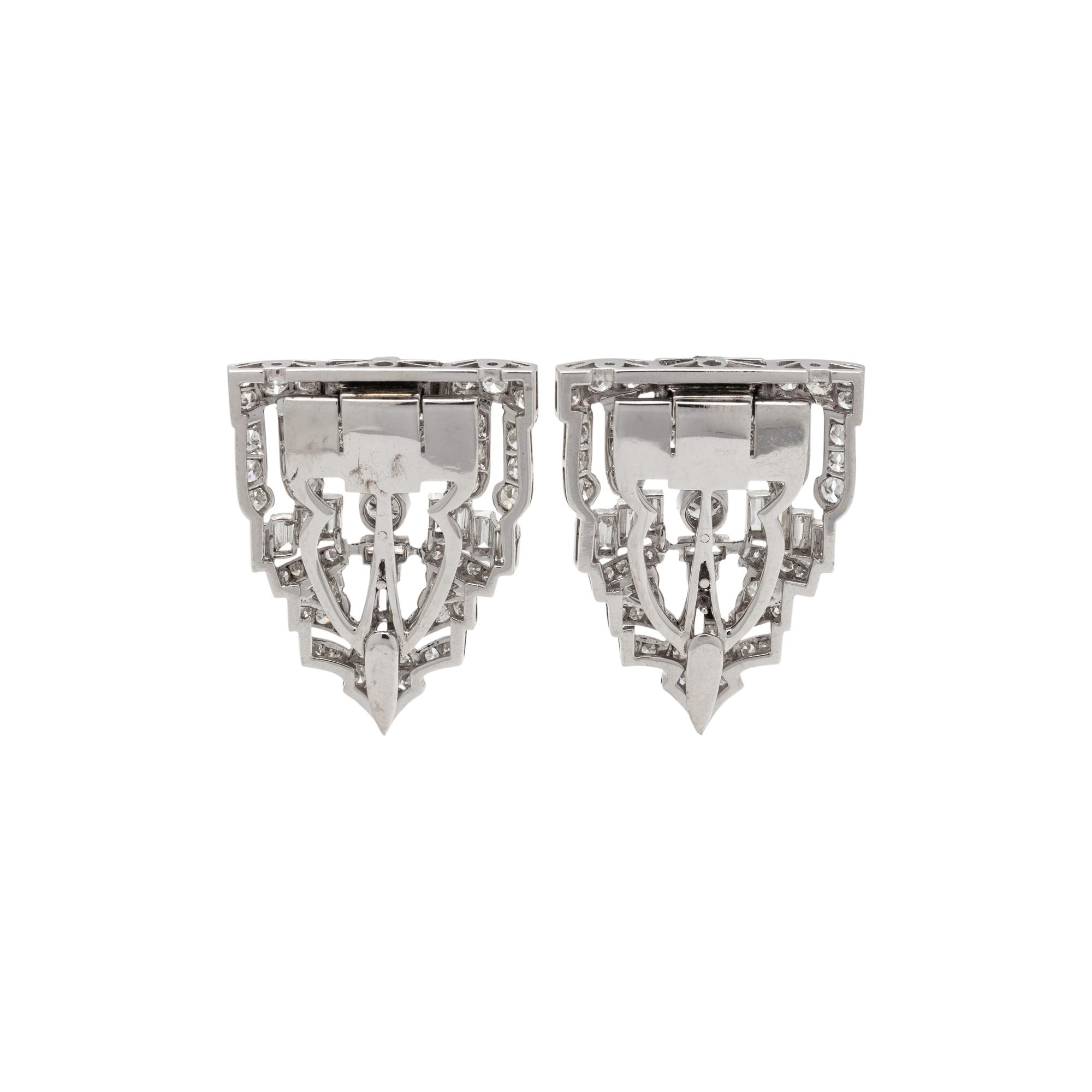 ART DECO, DIAMOND DOUBLE CLIP/BROOCH