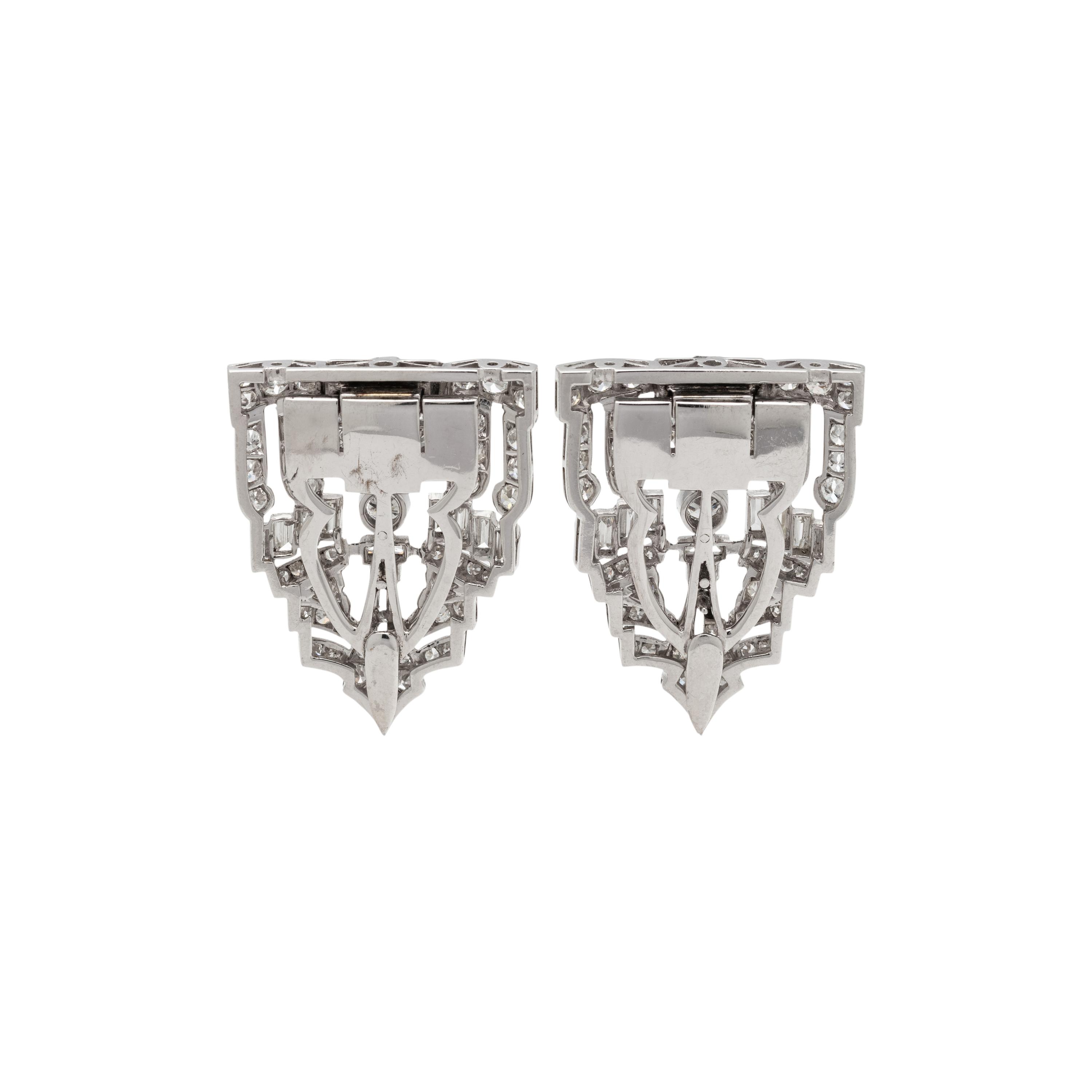 ART DECO, DIAMOND DOUBLE CLIP/BROOCH