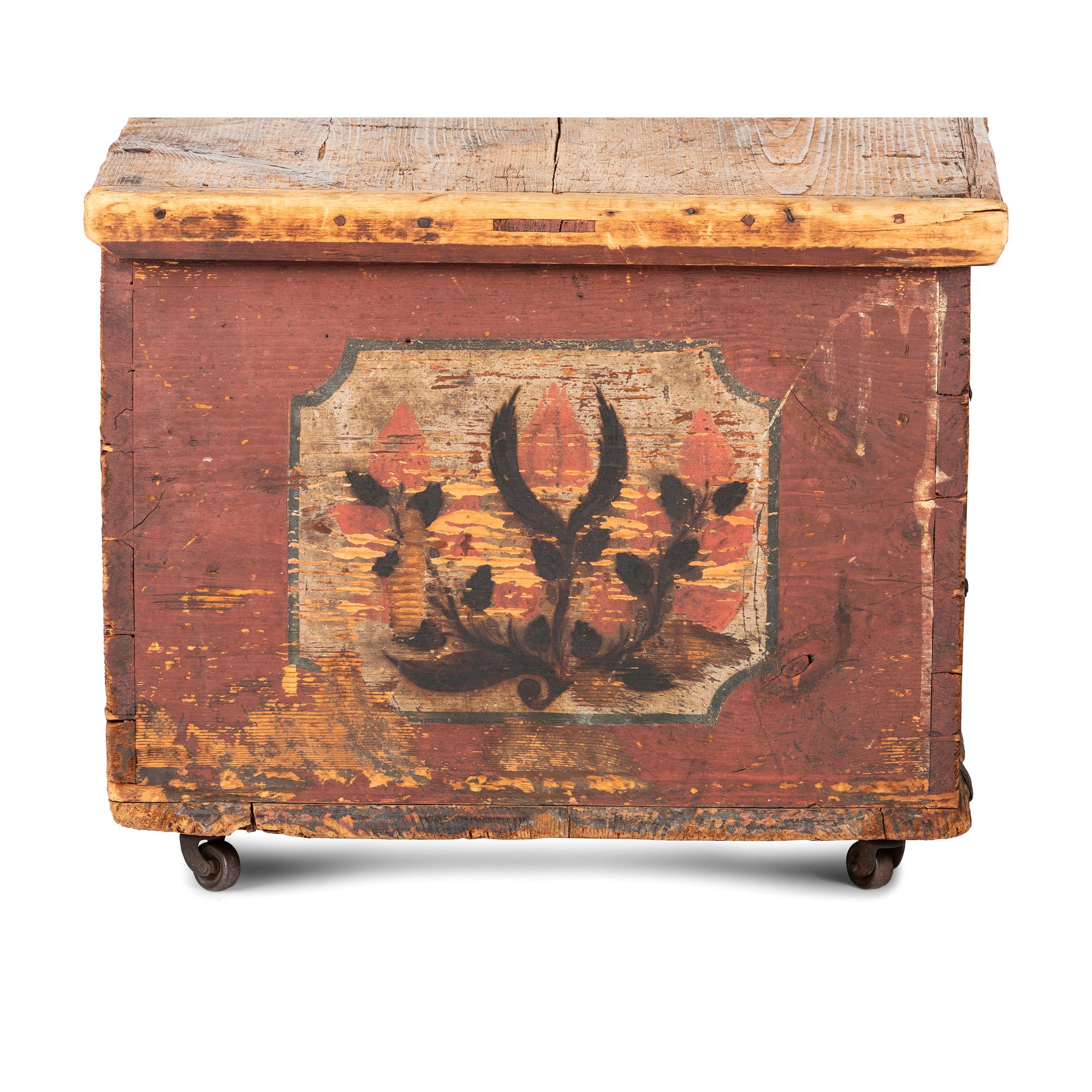 A Northern European Painted Pine Blanket Chest