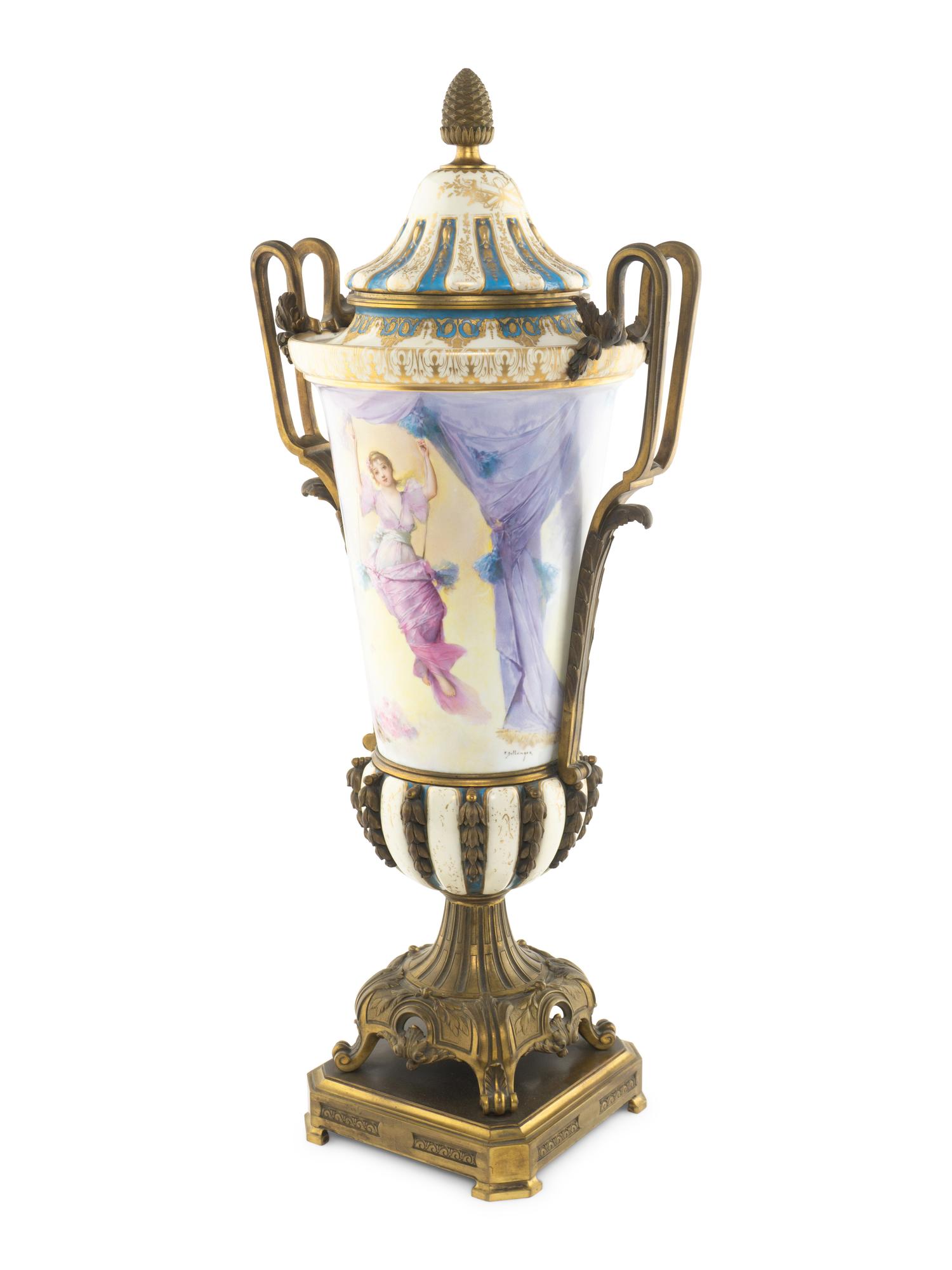 A Gilt Bronze Mounted Sèvres Porcelain Urn