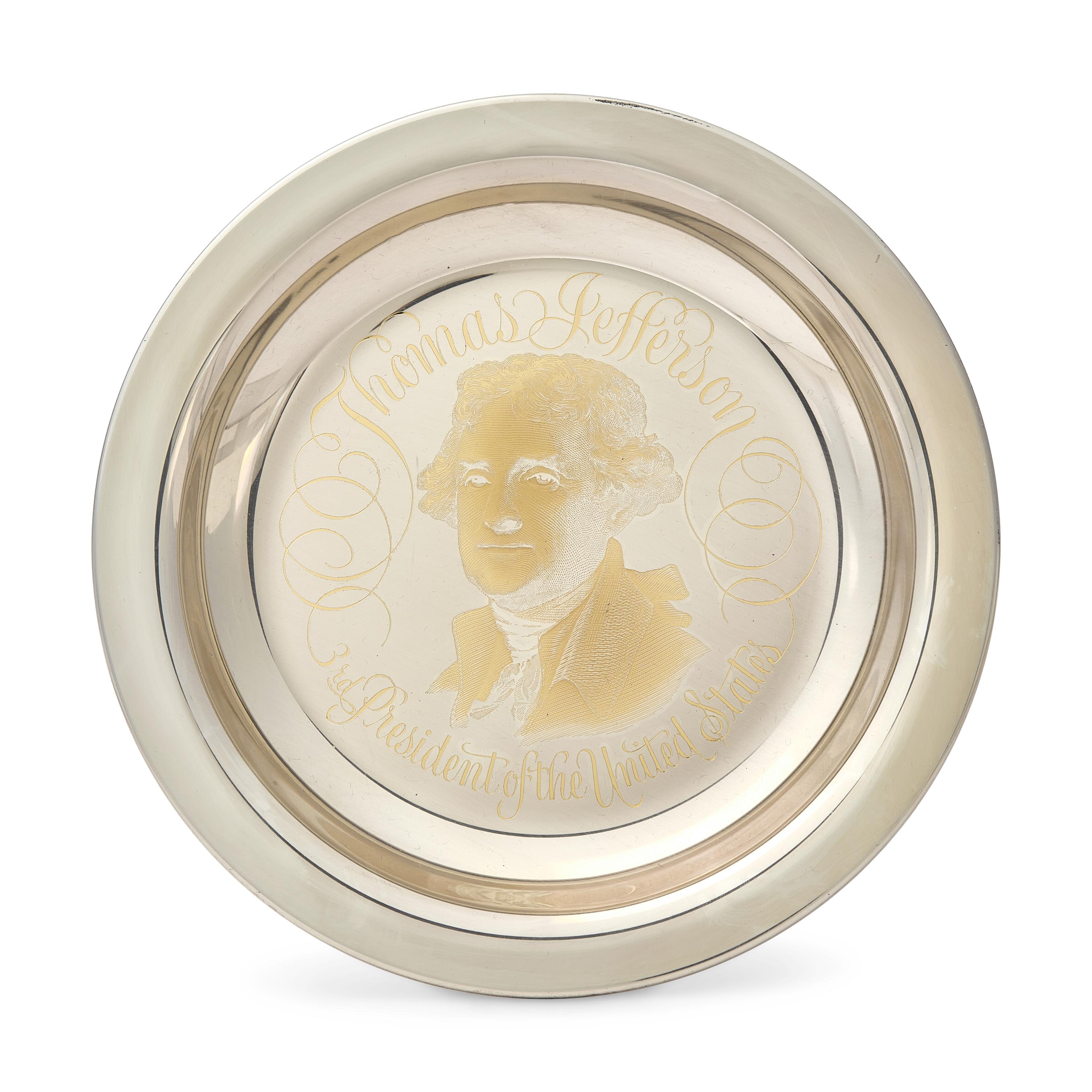 A Group of Twelve Franklin Mint 24K Gold Inlaid Sterling Presidential Plates, Circa 1976