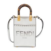 Fendi, Metallic Silver Mini Sunshine Shopper Tote