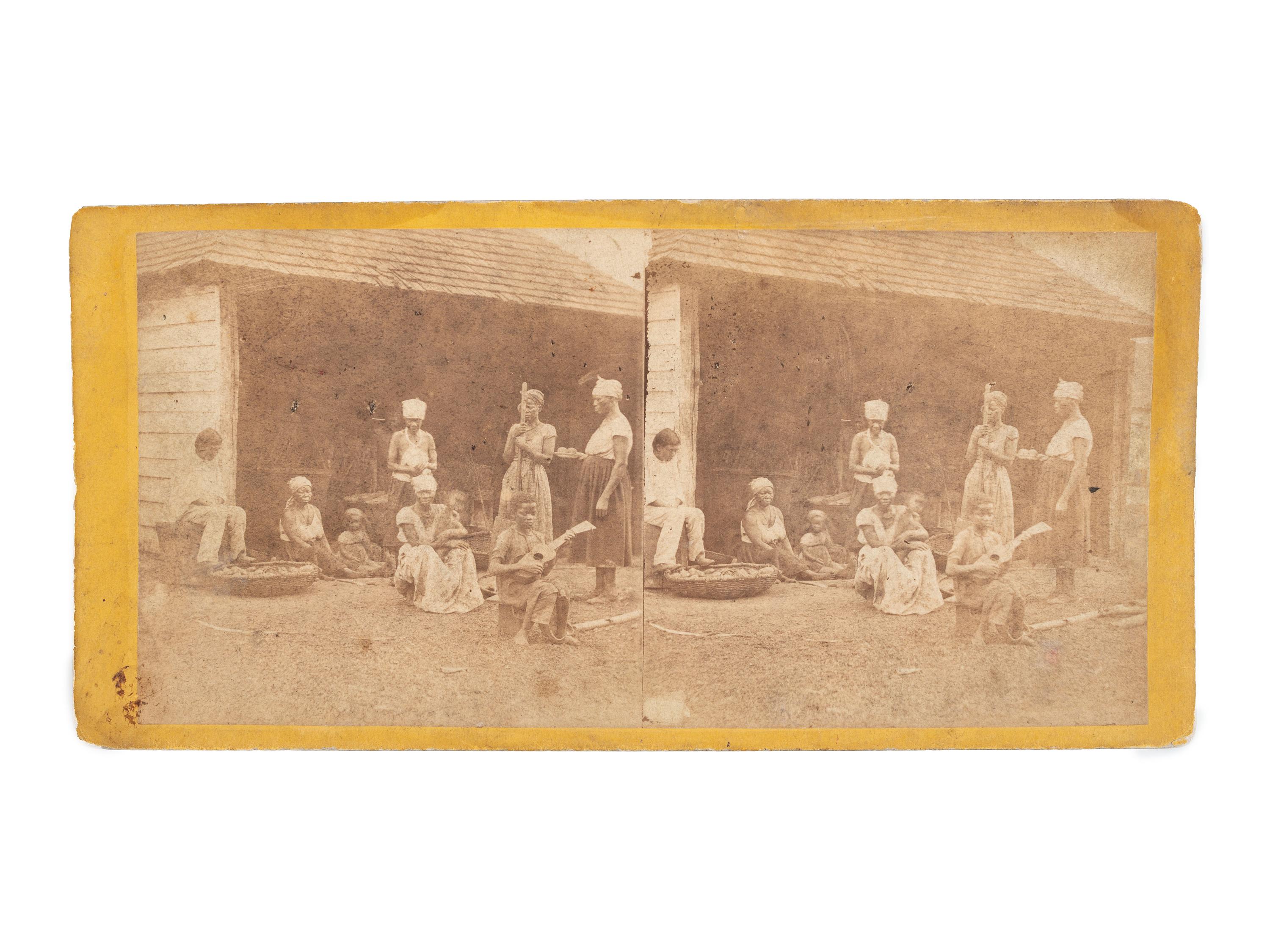 [SLAVERY & ABOLITION] -- [CUBA]. Plantation View. Kitchen of a Barracoon, with slaves variously occupied. New York: E. & H.T. Anthony, ca 1860s.