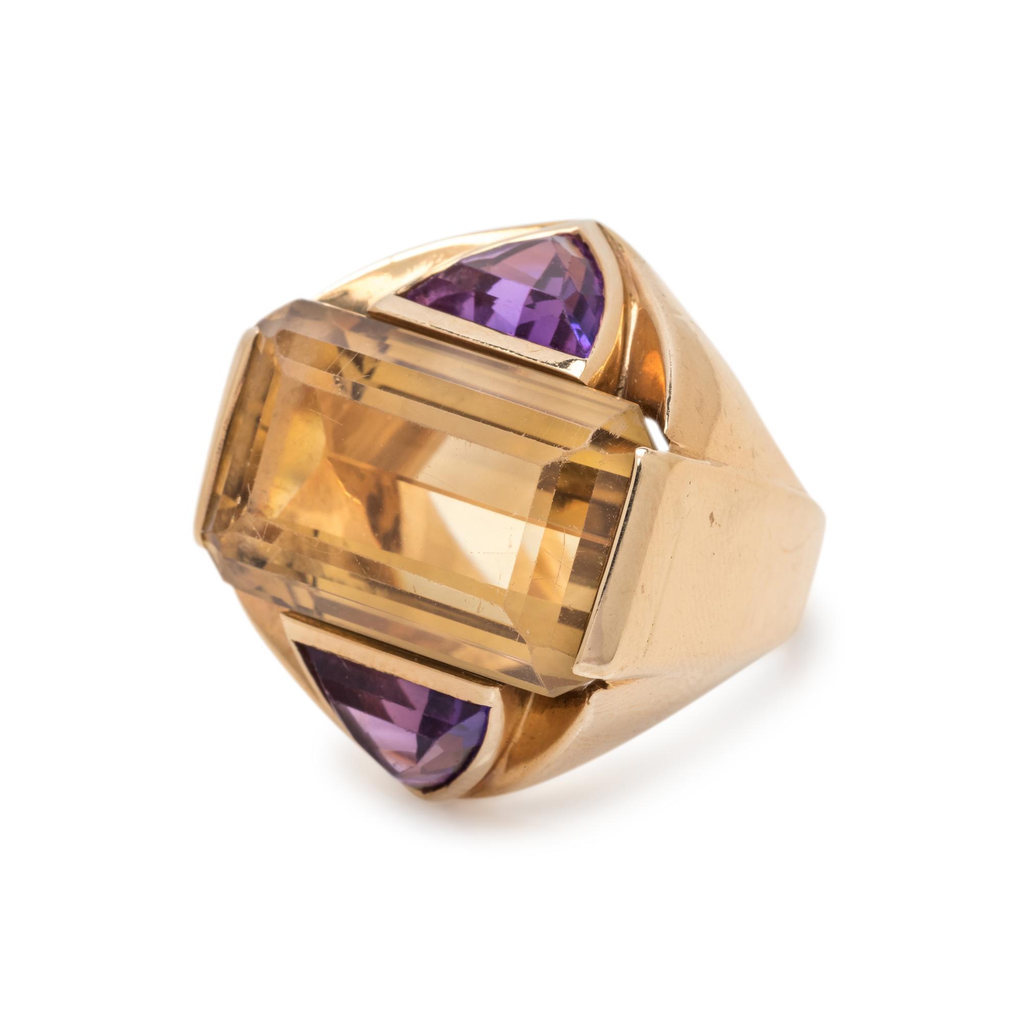 CITRINE AND AMETHYST RING