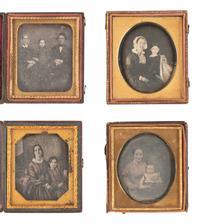 [EARLY PHOTOGRAPHY]. 16 charming sixth plate daguerreotypes of parents with their children.