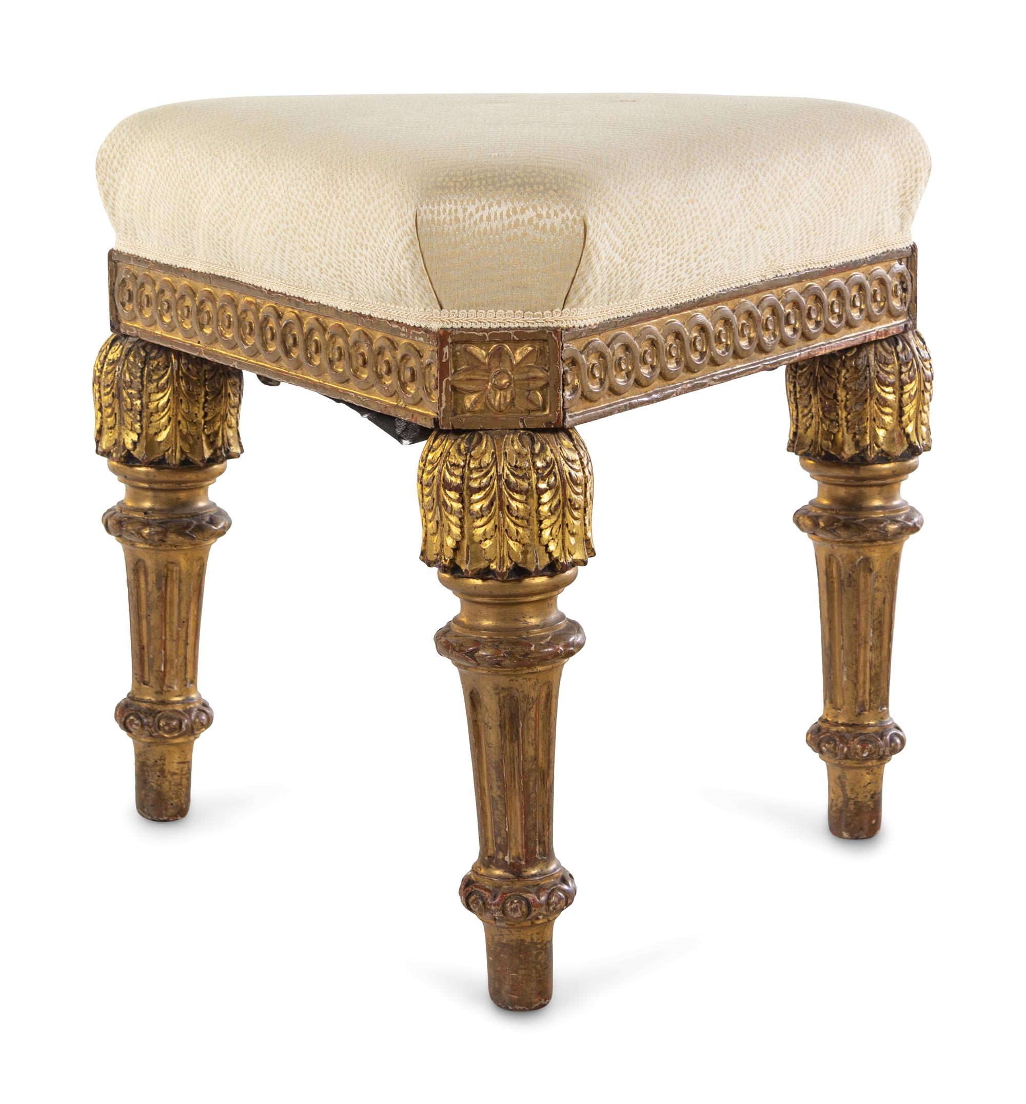 An Italian Rococo Carved Giltwood Stool