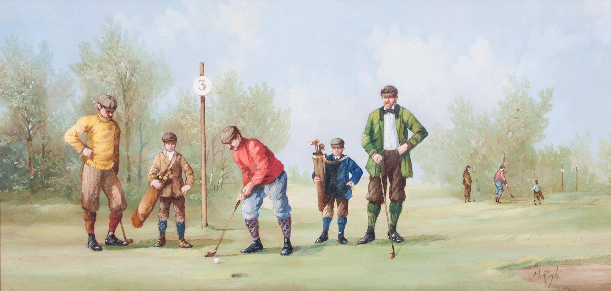 M. Righi, (20th century), Two works: Golfing Scenes