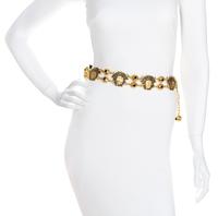 A Gianni Versace Black Rhinestone and Medusa Link Belt, Medusa: 1.75" x 2"; Length: 30.75"- 33.75"