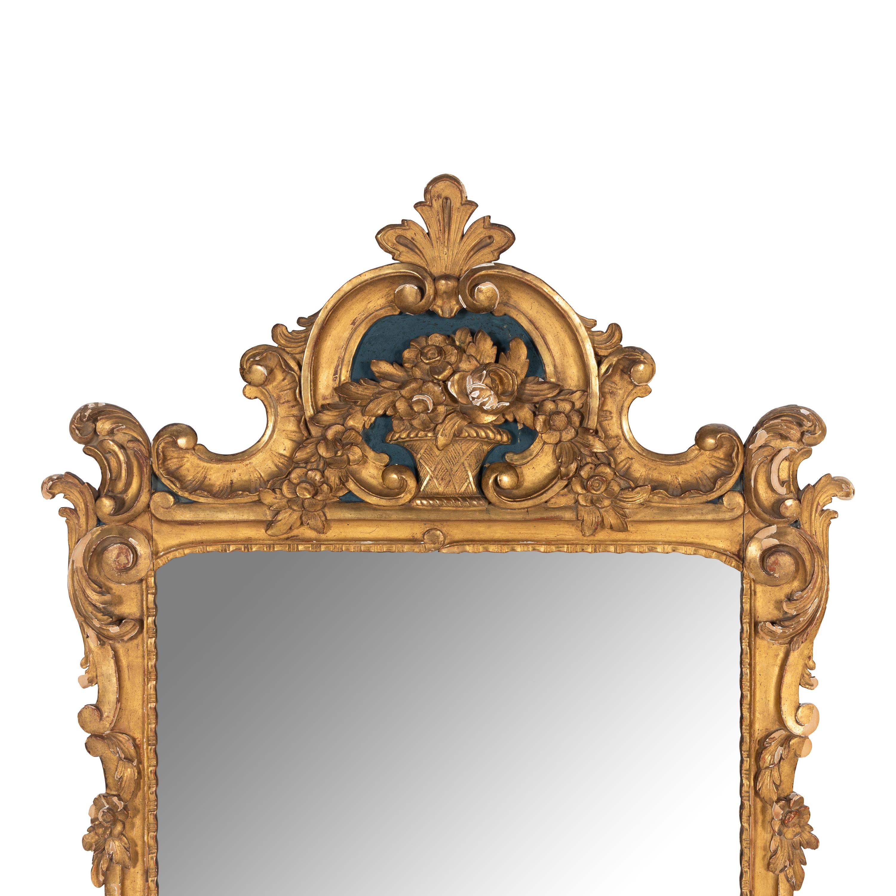 A Régence Style Painted and Parcel-Gilt Mirror