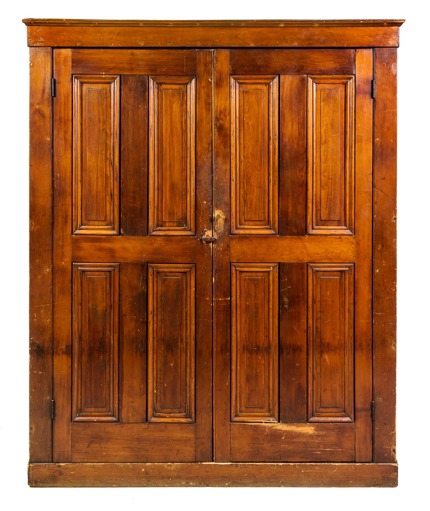 An American Pine Cupboard Height 76 x width 62 x depth 11 inches. — 19TH CENTURY