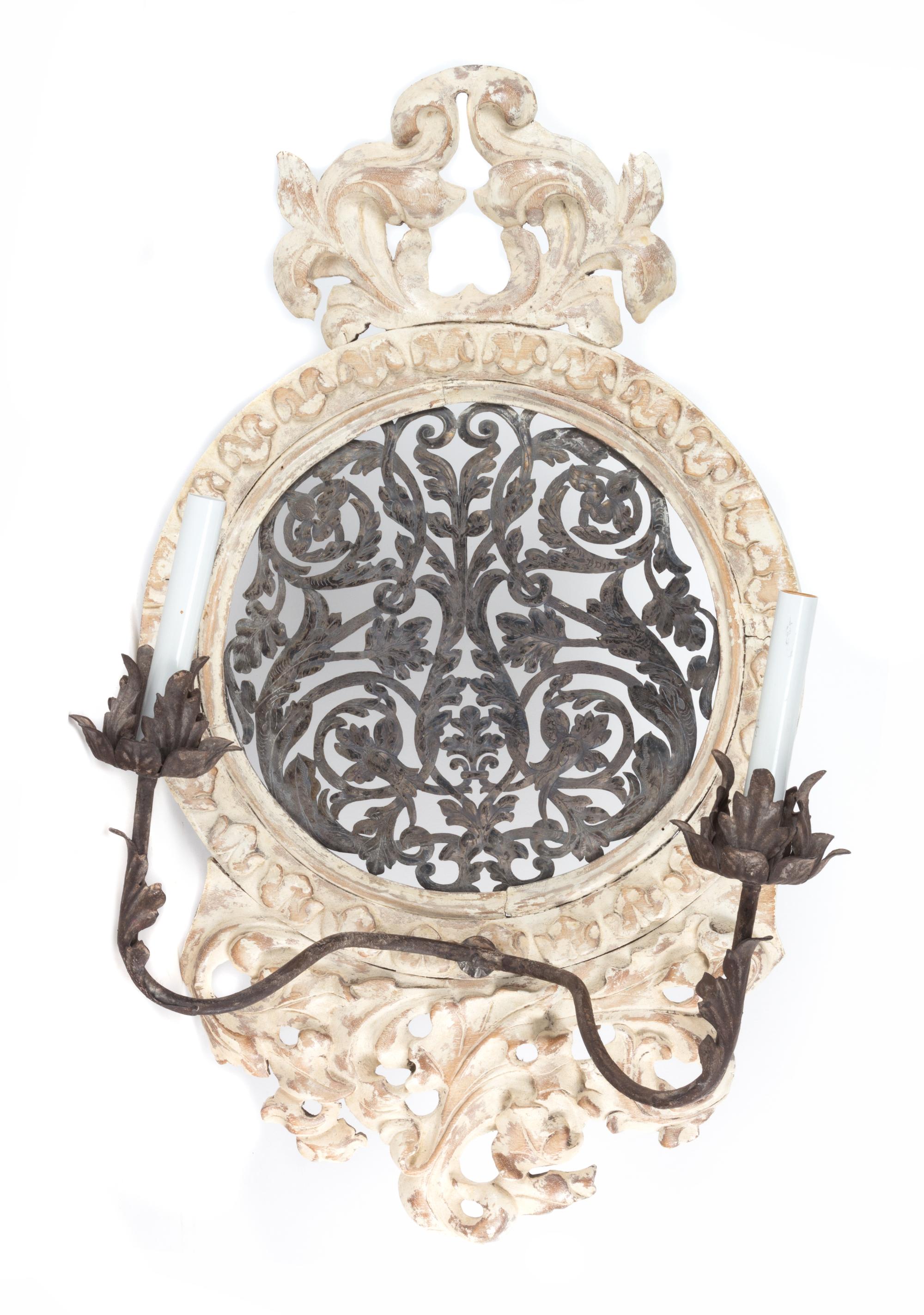 A Pair of Twin-Light Sconces Height 28 inches. — 20TH CENTURY