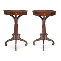 Pair of inlaid mahogany single-drawer stands early 19th century