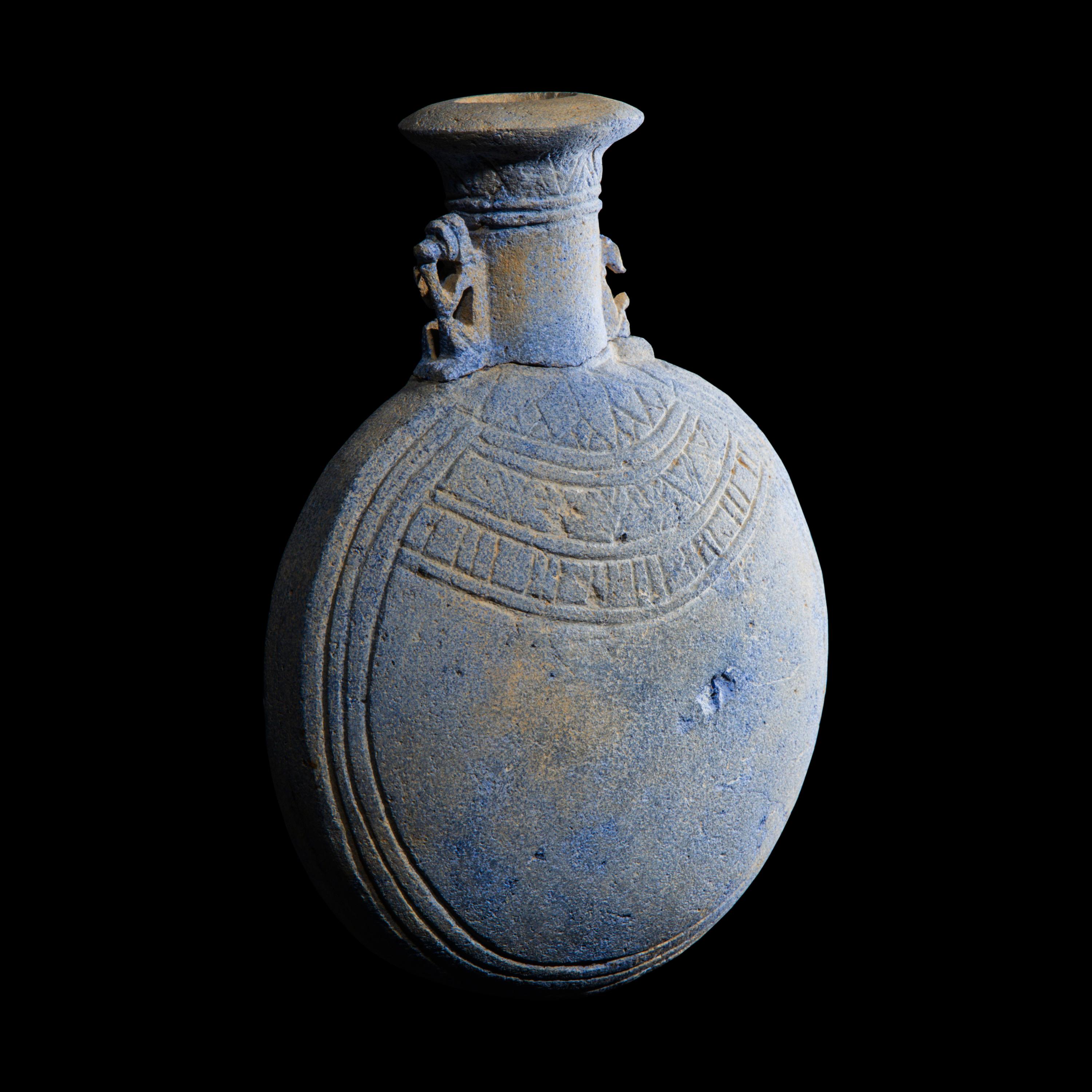An Egyptian Blue Frit "New Year" Flask