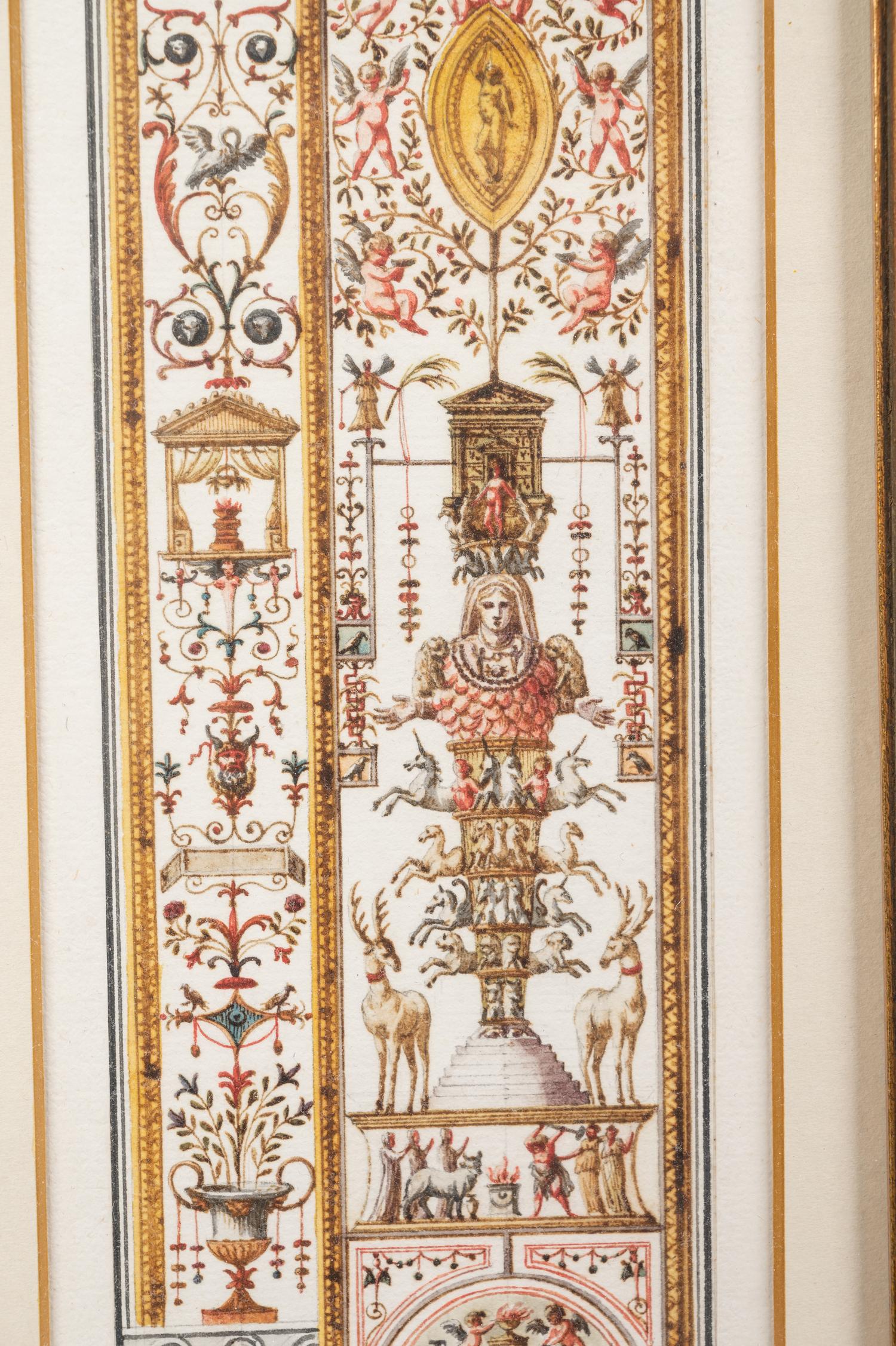 A Set of Eight Neoclassical Watercolor Illustrations