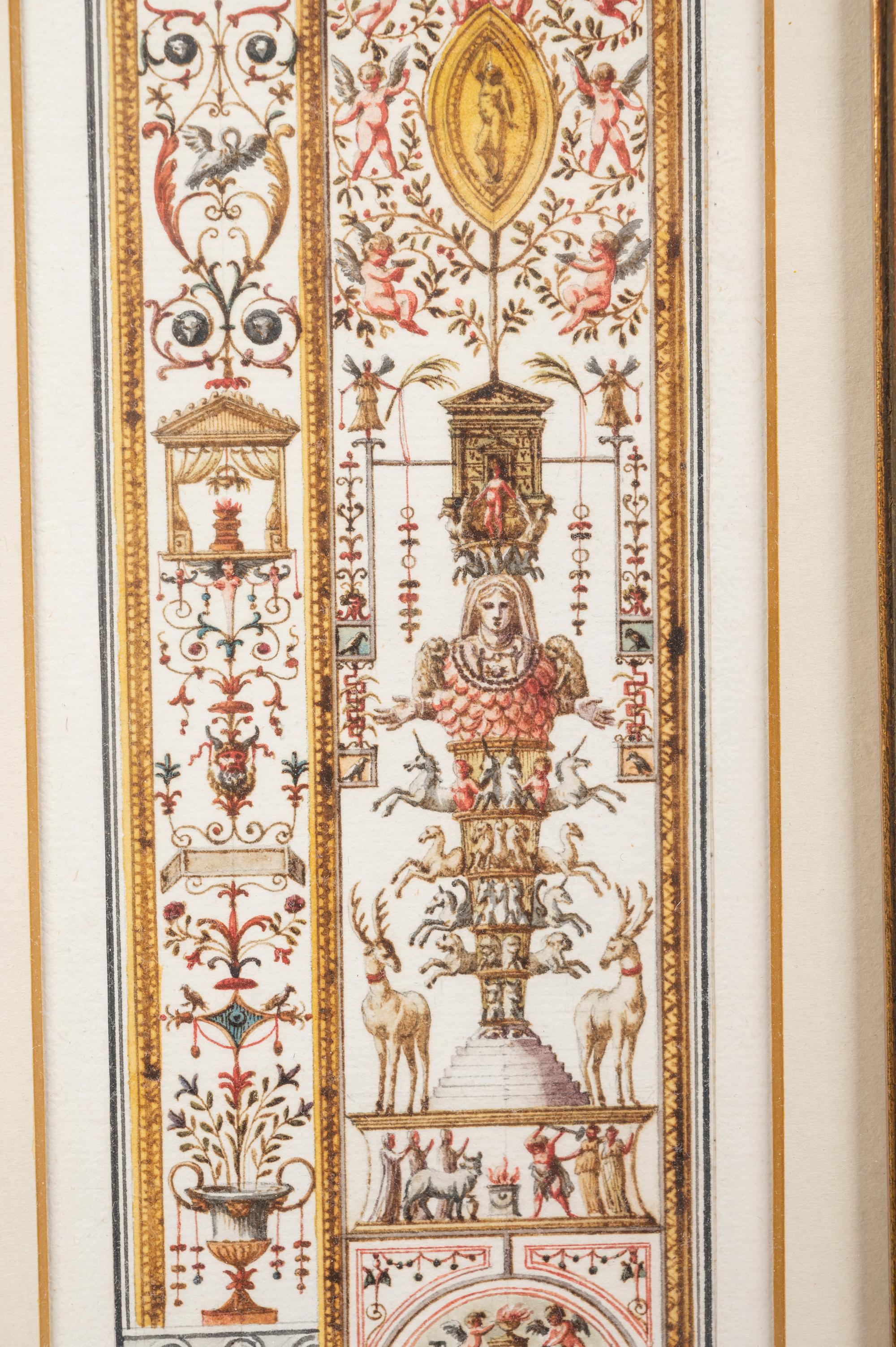 A Set of Eight Neoclassical Watercolor Illustrations
