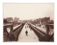 New York -- Brooklyn Bridge Terminus of Brooklyn Br. with Roadways & Cable Car. Ca early 1900s.