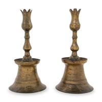 A Pair of Ottoman Cast Brass Candlesticks