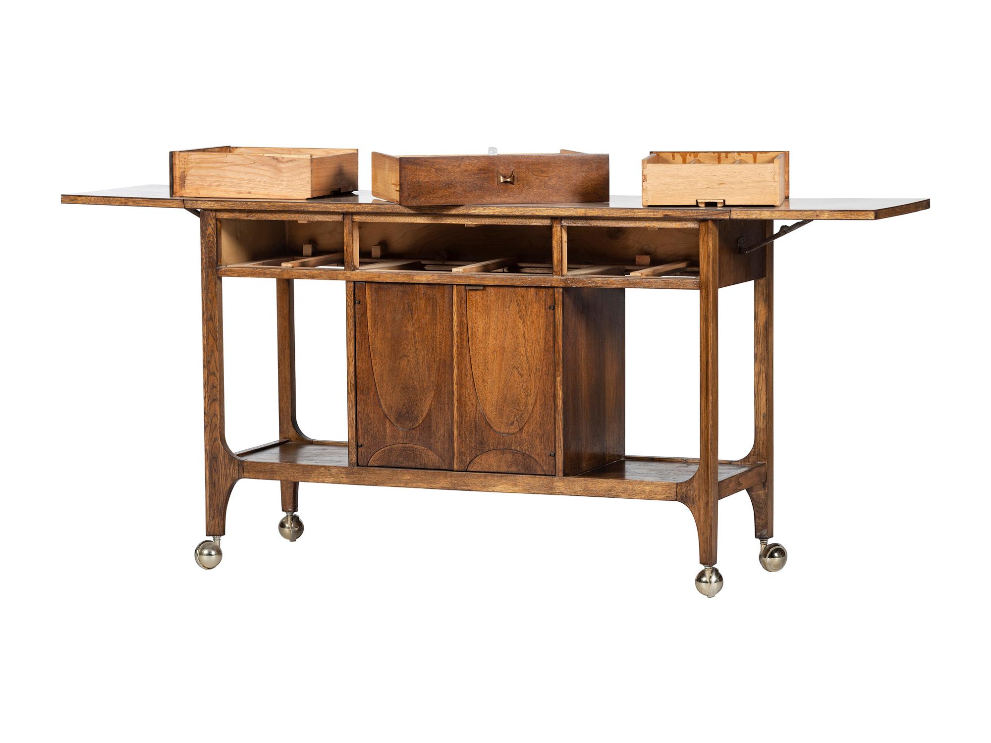 A Broyhill Brasilia Walnut Bar Cart