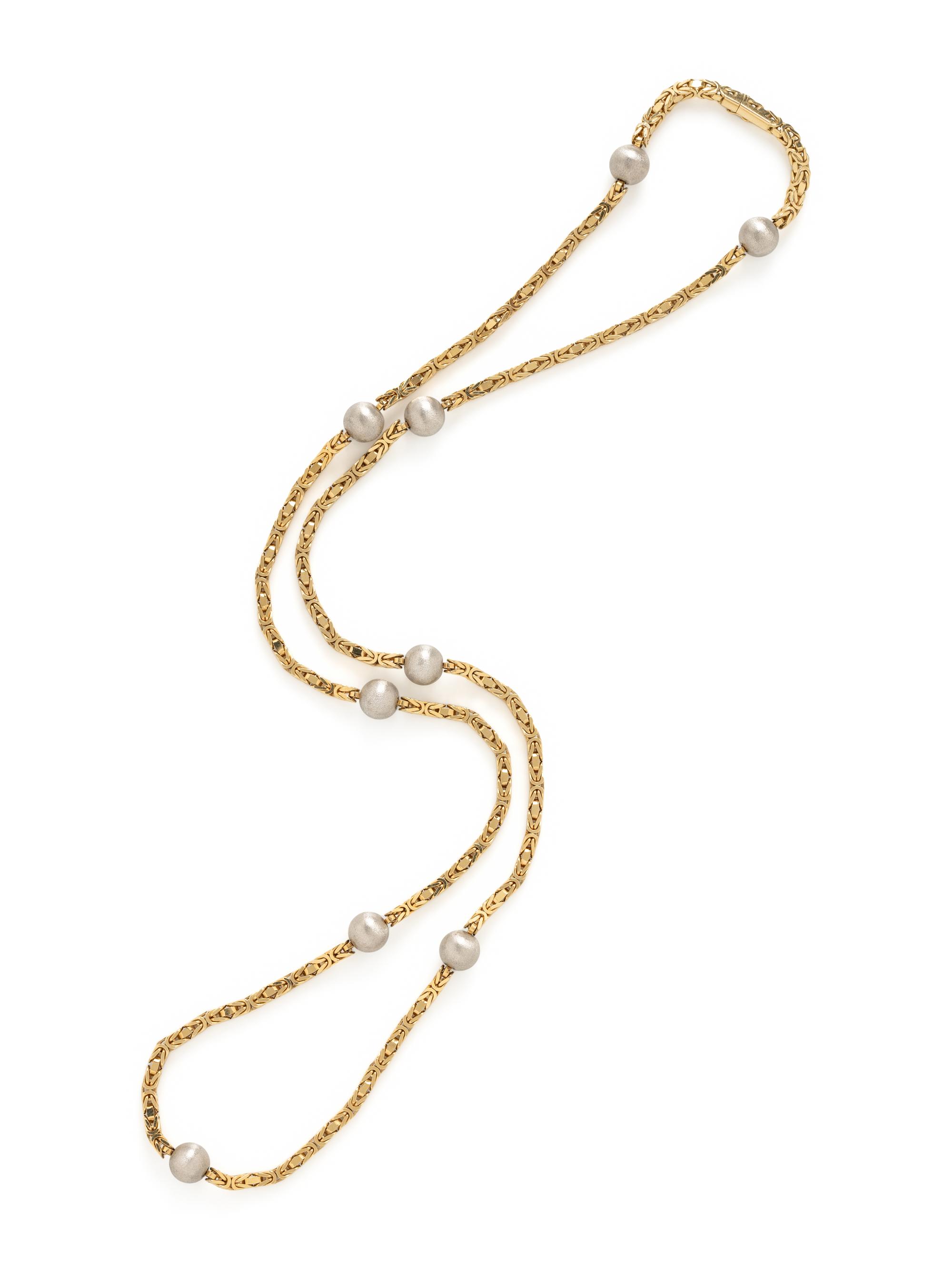 BICOLOR GOLD LONG CHAIN NECKLACE