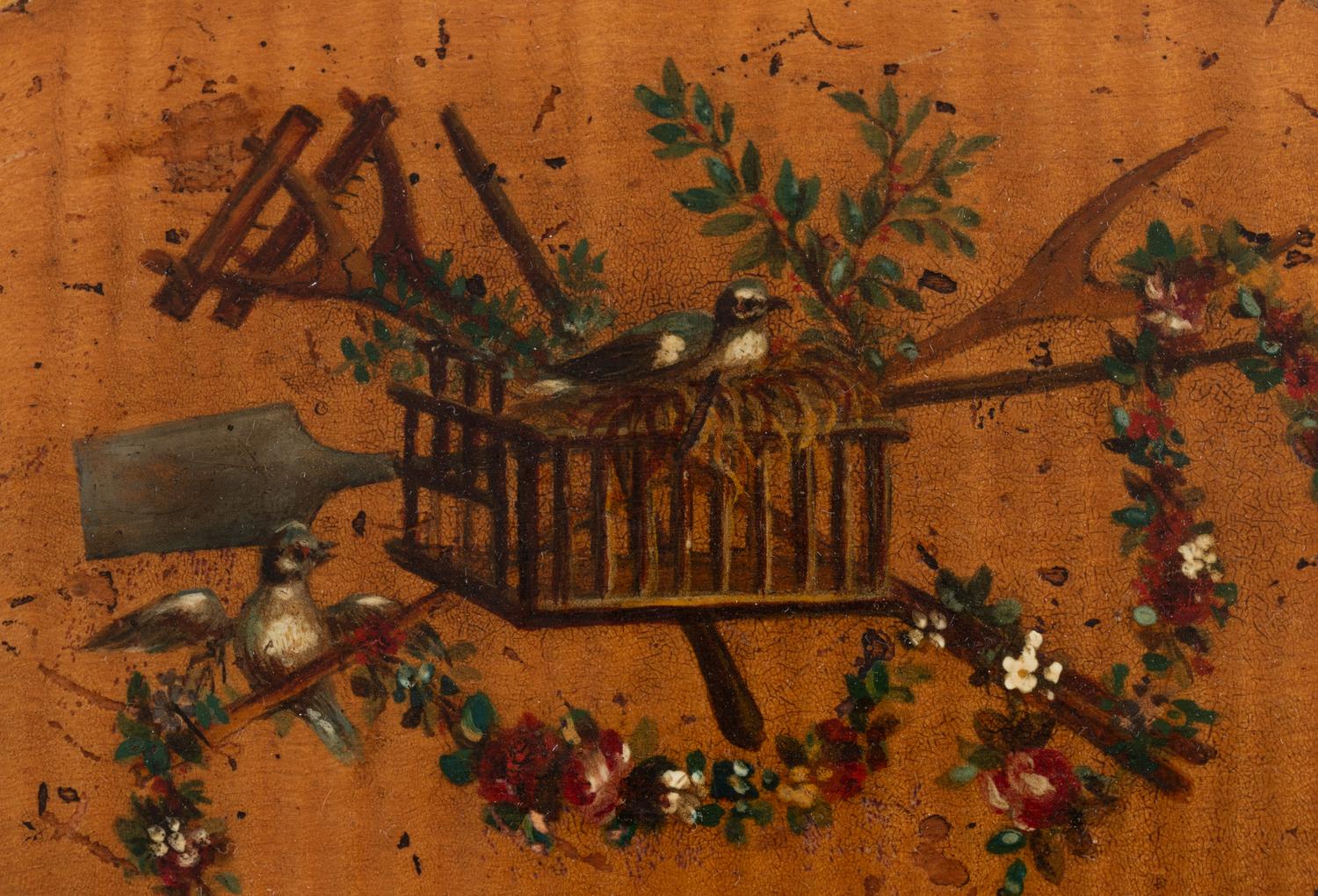 A Group of Three English Polychrome Decorated Tea Caddies