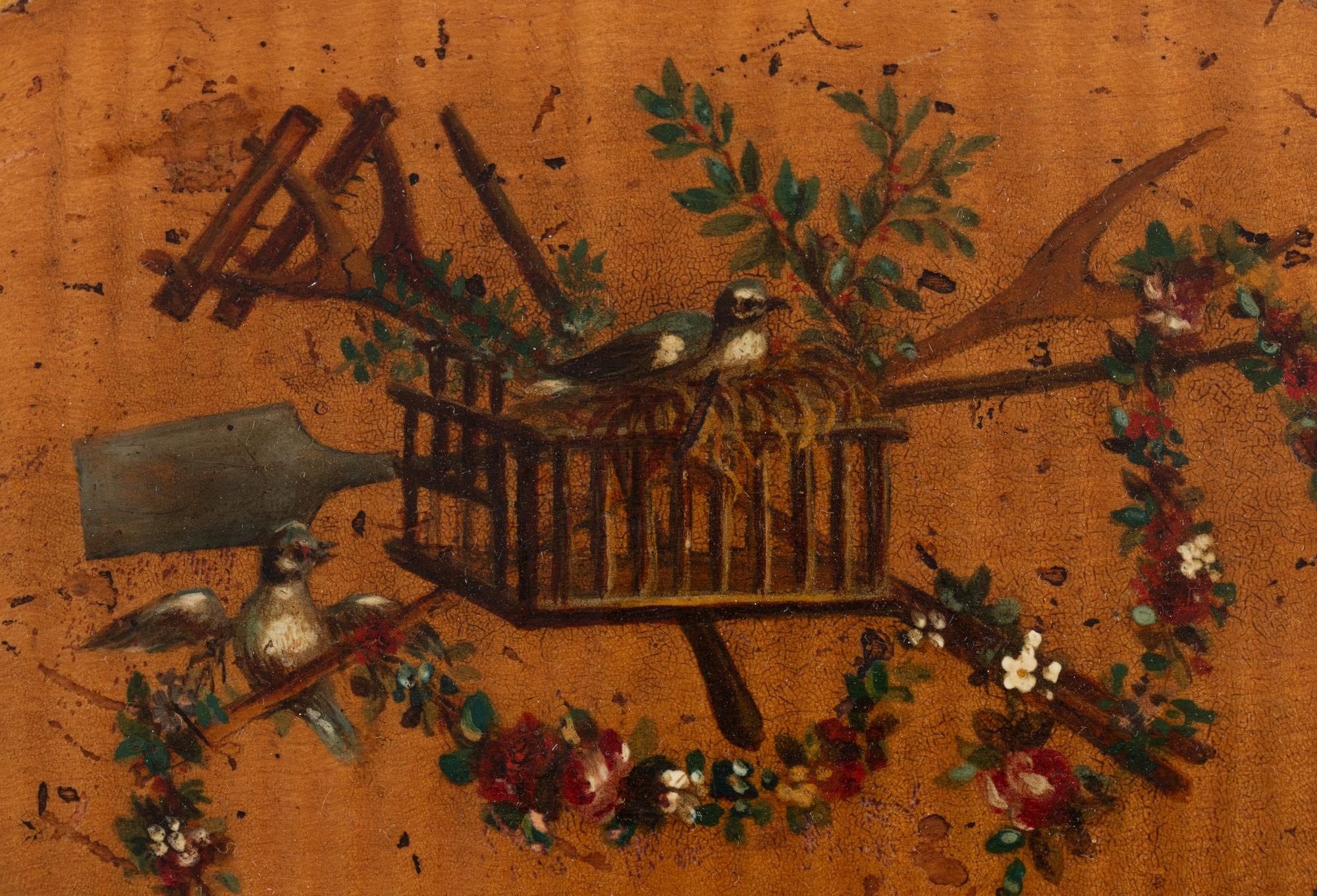 A Group of Three English Polychrome Decorated Tea Caddies