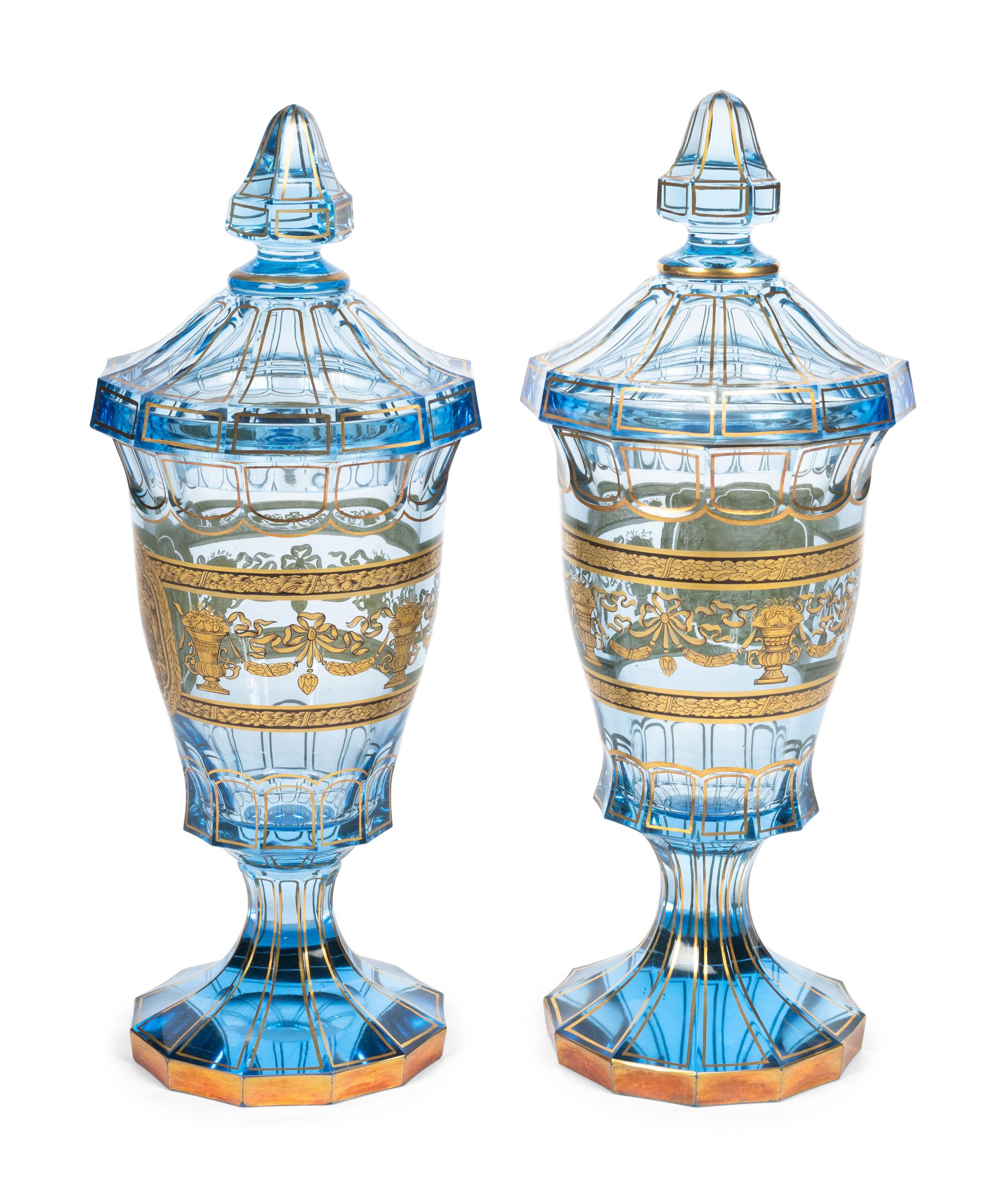 A Pair of Bohemian Glass Pokals