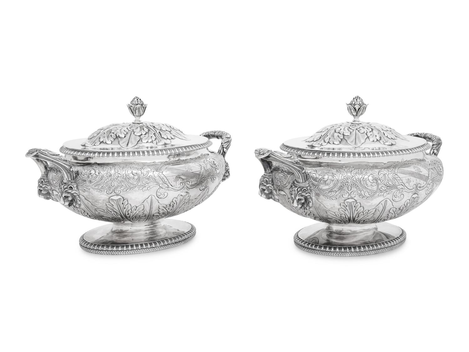 A Pair of Scottish George III Silver Covered Tureens