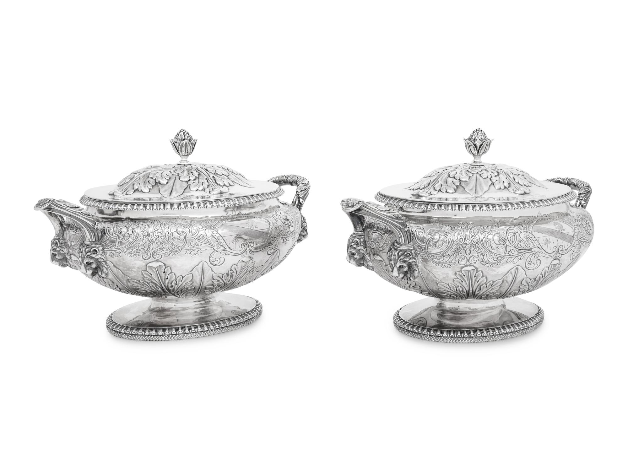 A Pair of Scottish George III Silver Covered Tureens