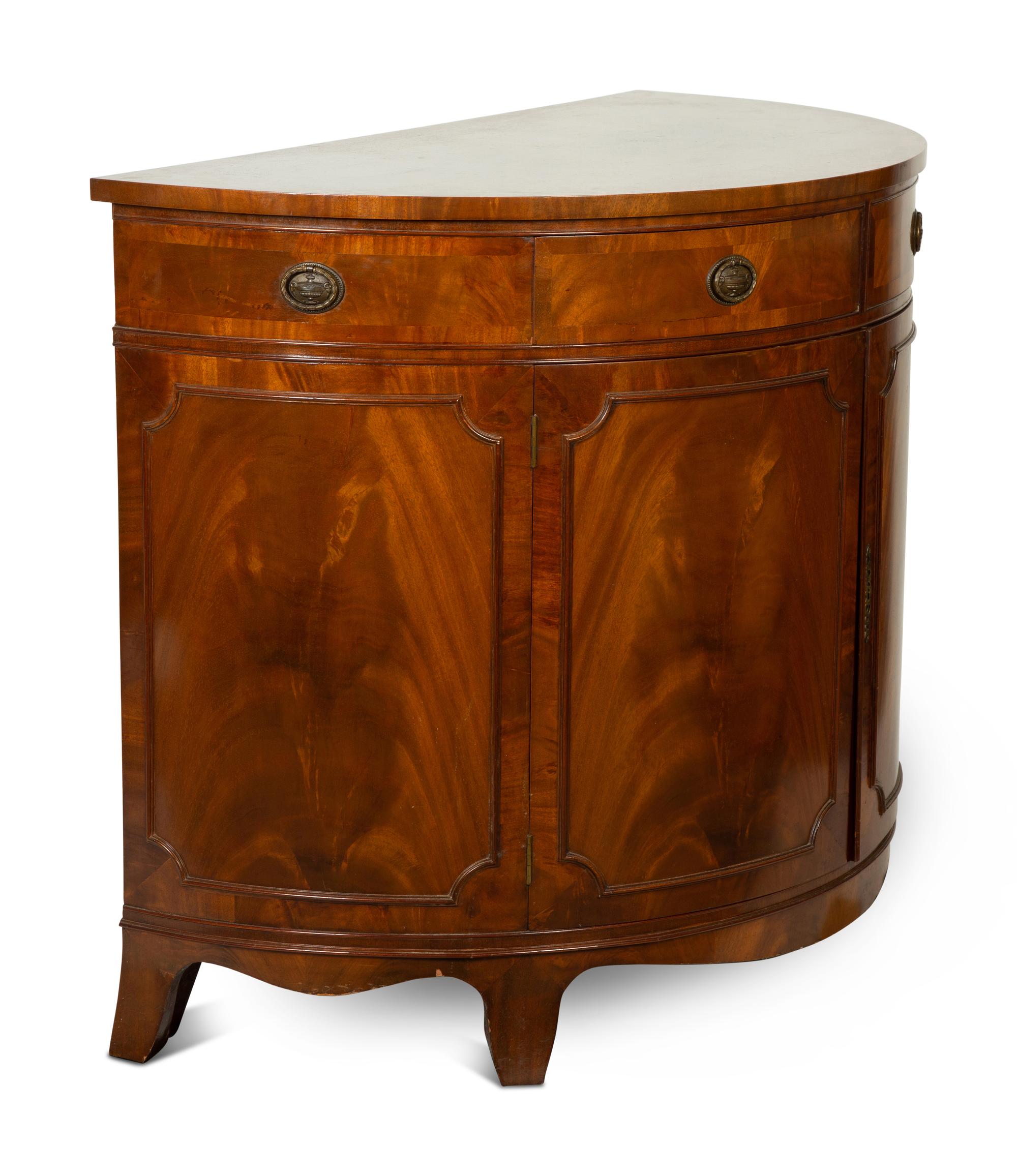 A George III Style Mahogany Demilune Cabinet