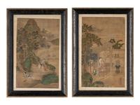 Three Chinese Ink and Color on Silk Paintings
