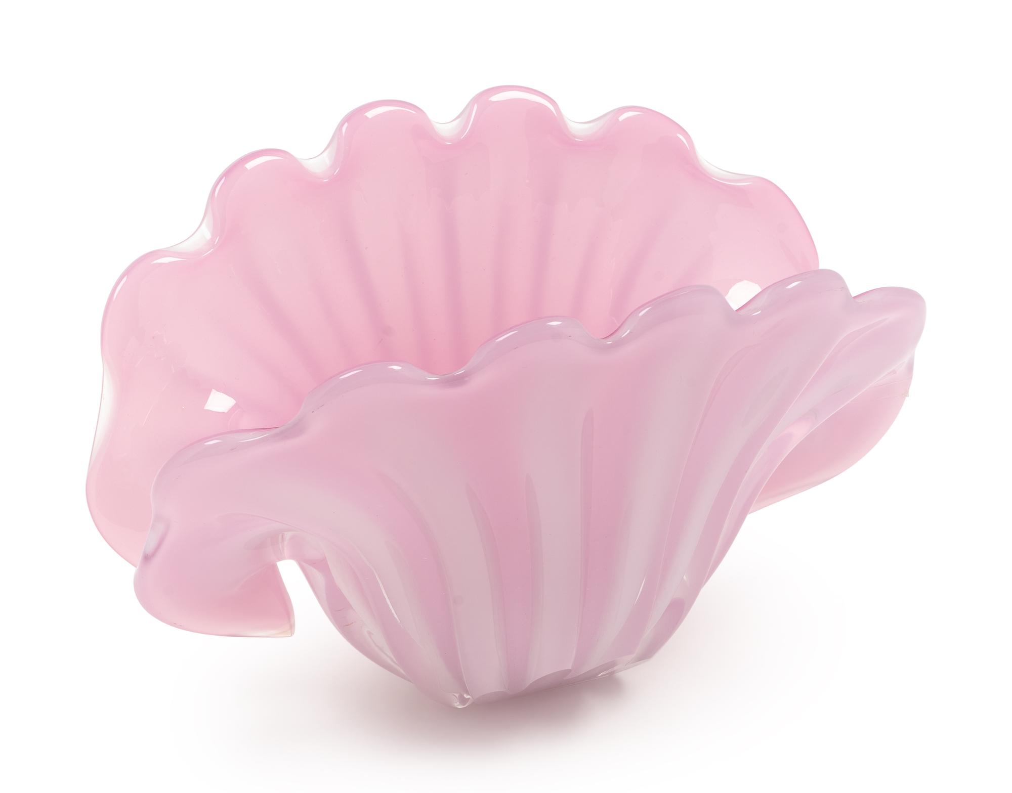 A Shell-Form Pink Glass Vase