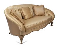A Contemporary French Provincial Style Gold Silk and Cotton Upholstered Couch — 20TH CENTURY