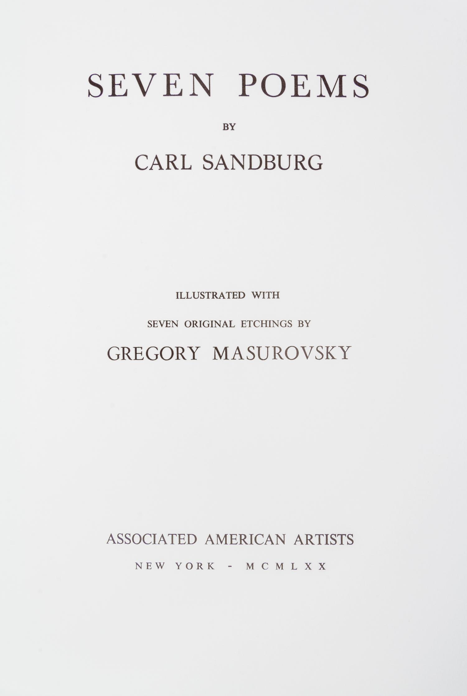 (MASUROVSKY, GREGORY) SANDBURG, CARL. Seven Poems. NY, 1970. Limited, signed.