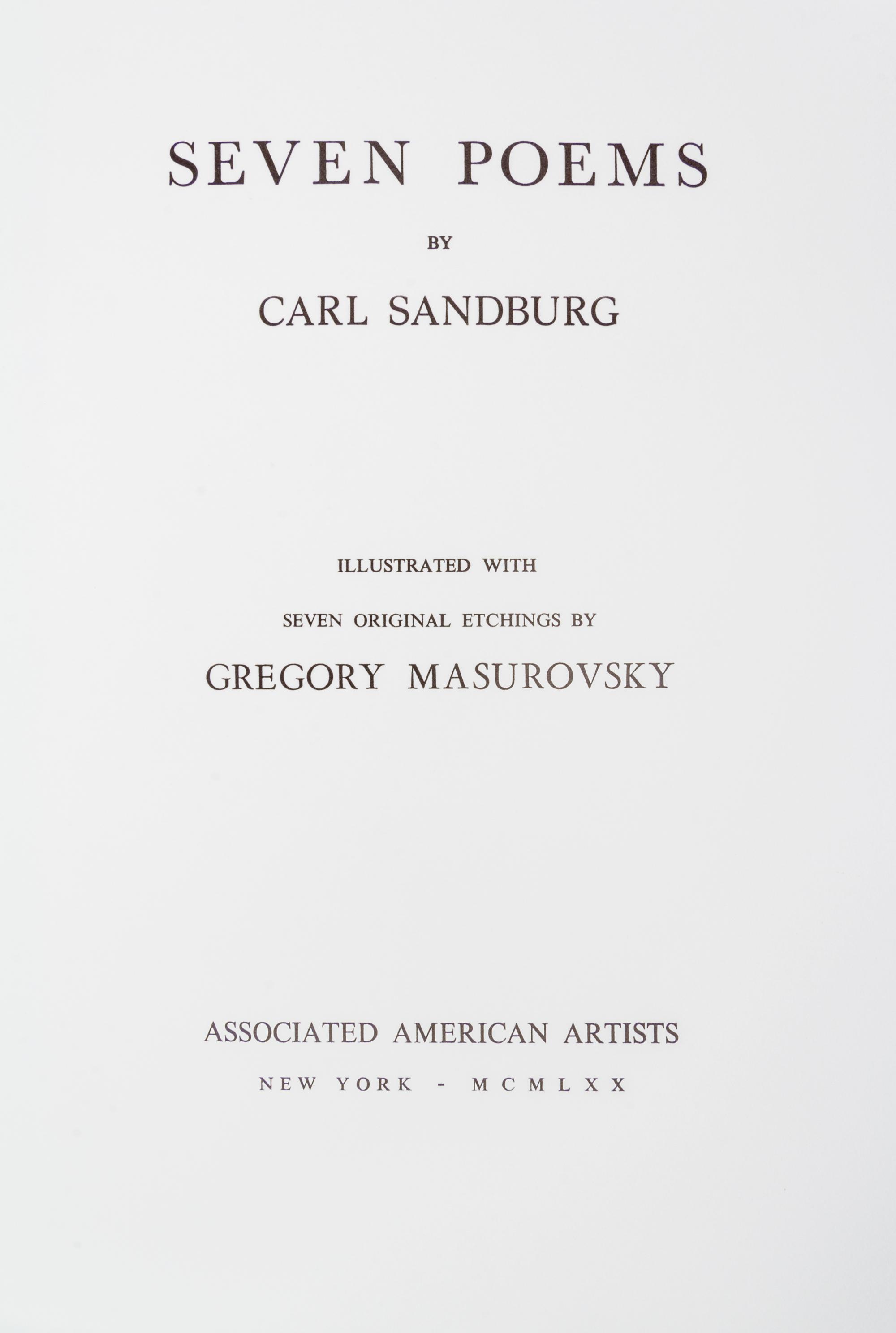 (MASUROVSKY, GREGORY) SANDBURG, CARL. Seven Poems. NY, 1970. Limited, signed.