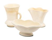Three English White-Glazed Pottery Table Articles