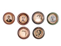 [EARLY PHOTOGRAPHY - UNION CASES]. A group of 13 assorted "oreo" cases containing portraits of women and couples, including: