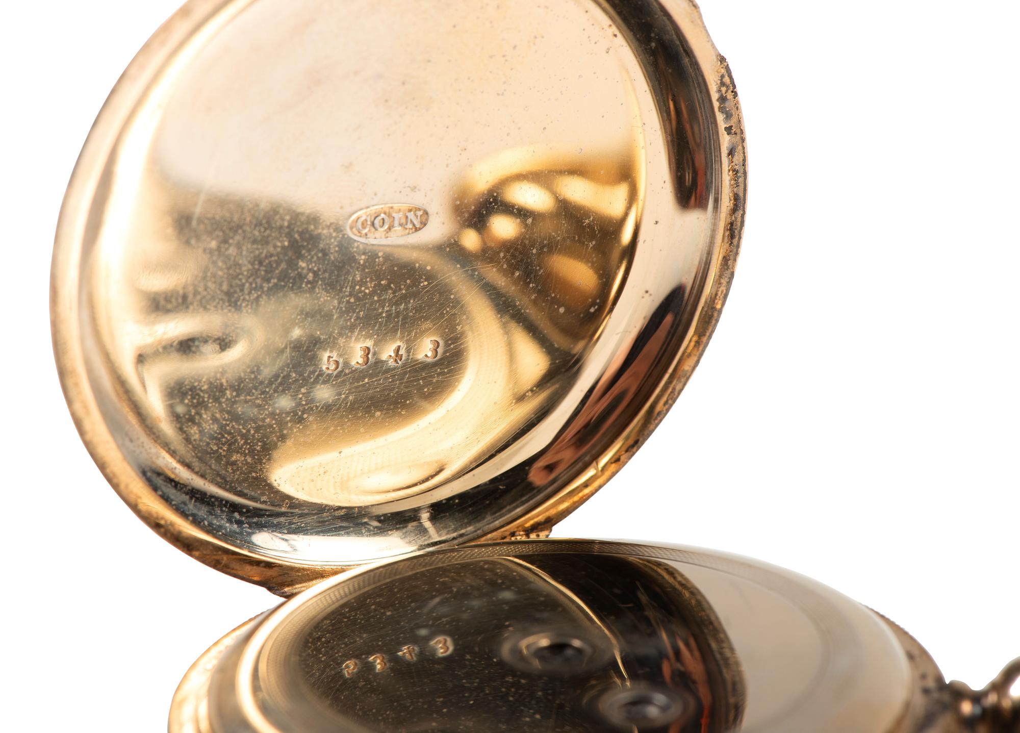[WATCHES]. A group of 3 pocket watches, including one inscribed with a patriotic motif.