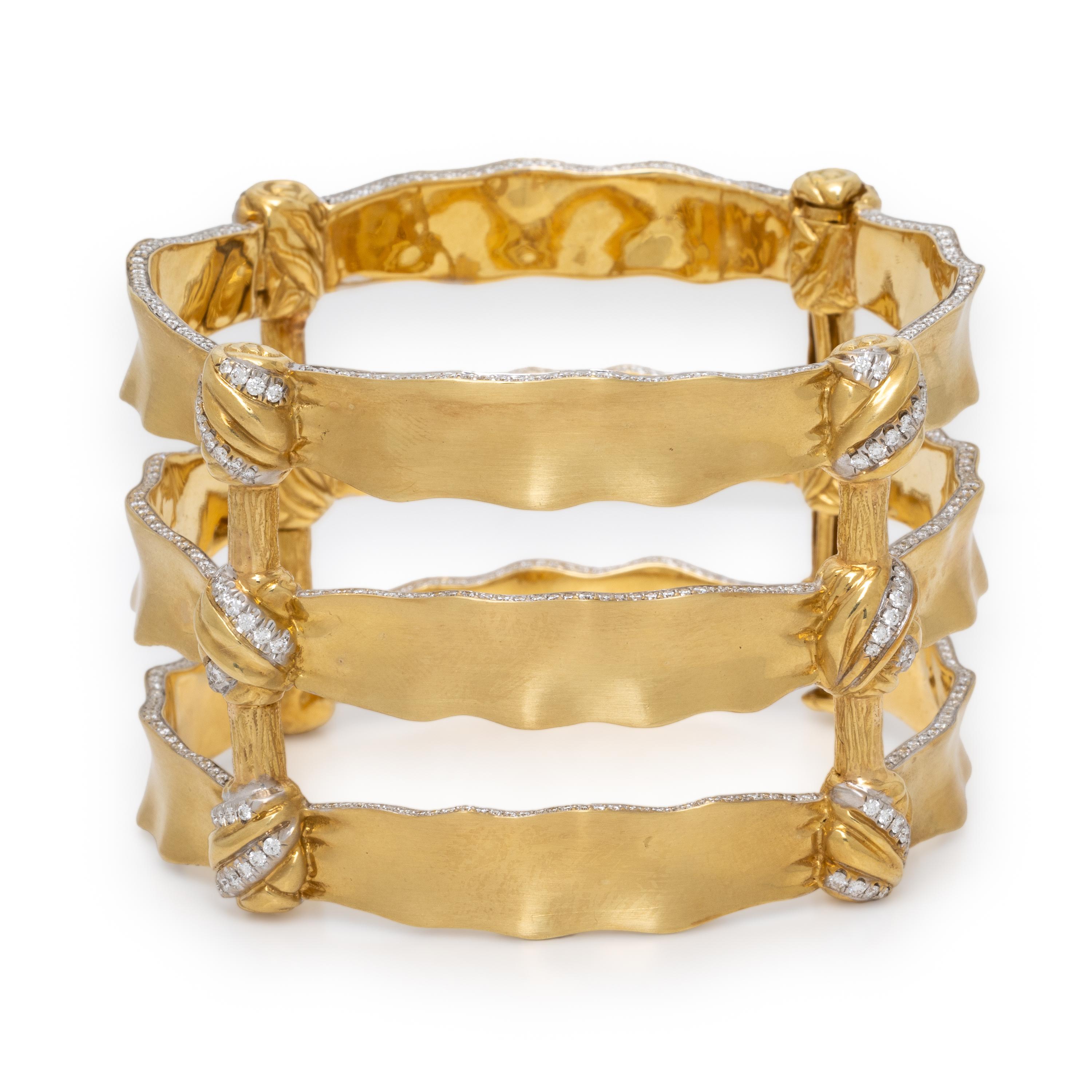 Mish, 'Bond Bow', Yellow Gold and Diamond Cuff Bracelet