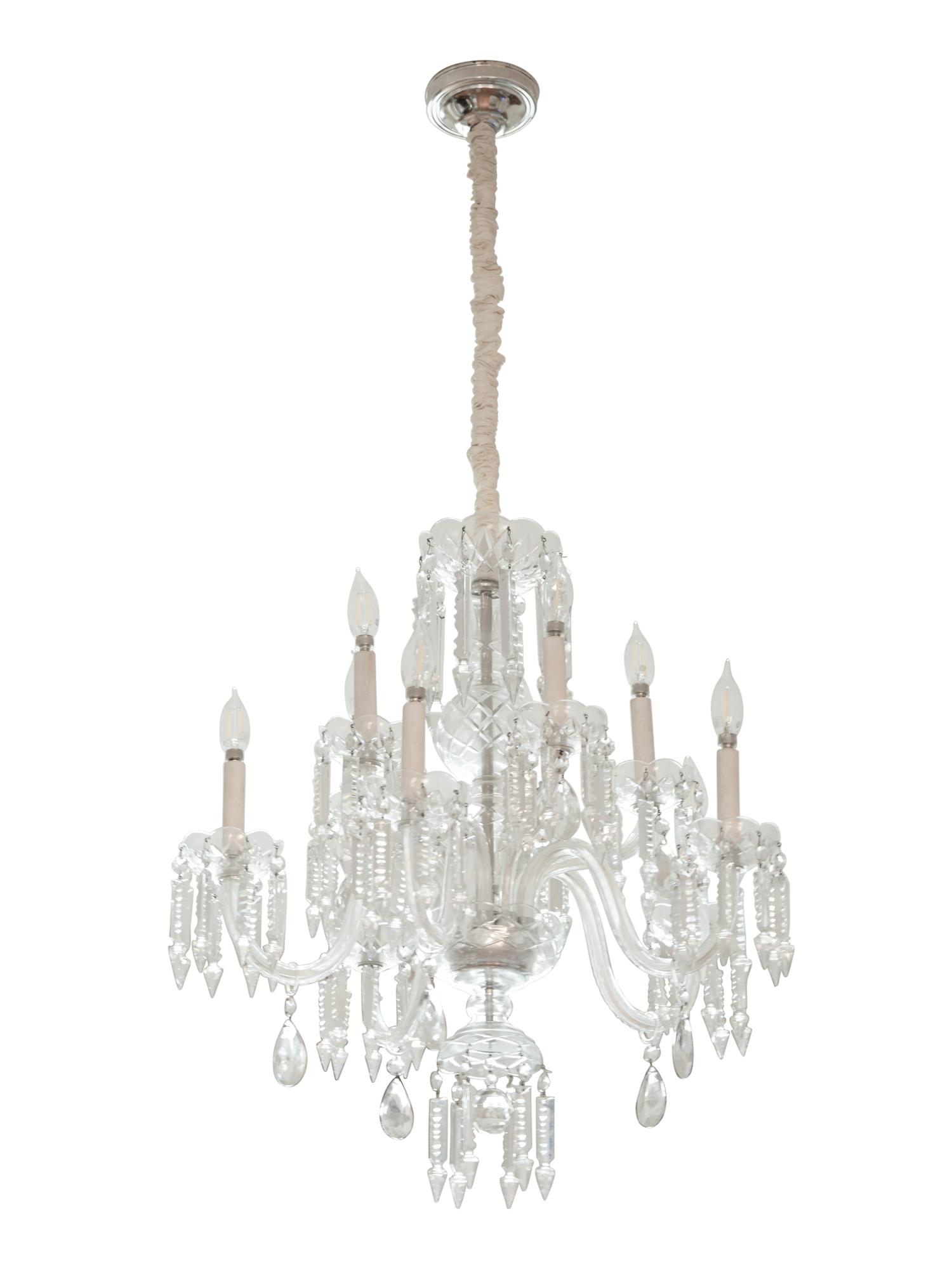 A Georgian Style Cut Glass Ten-Light Chandelier
