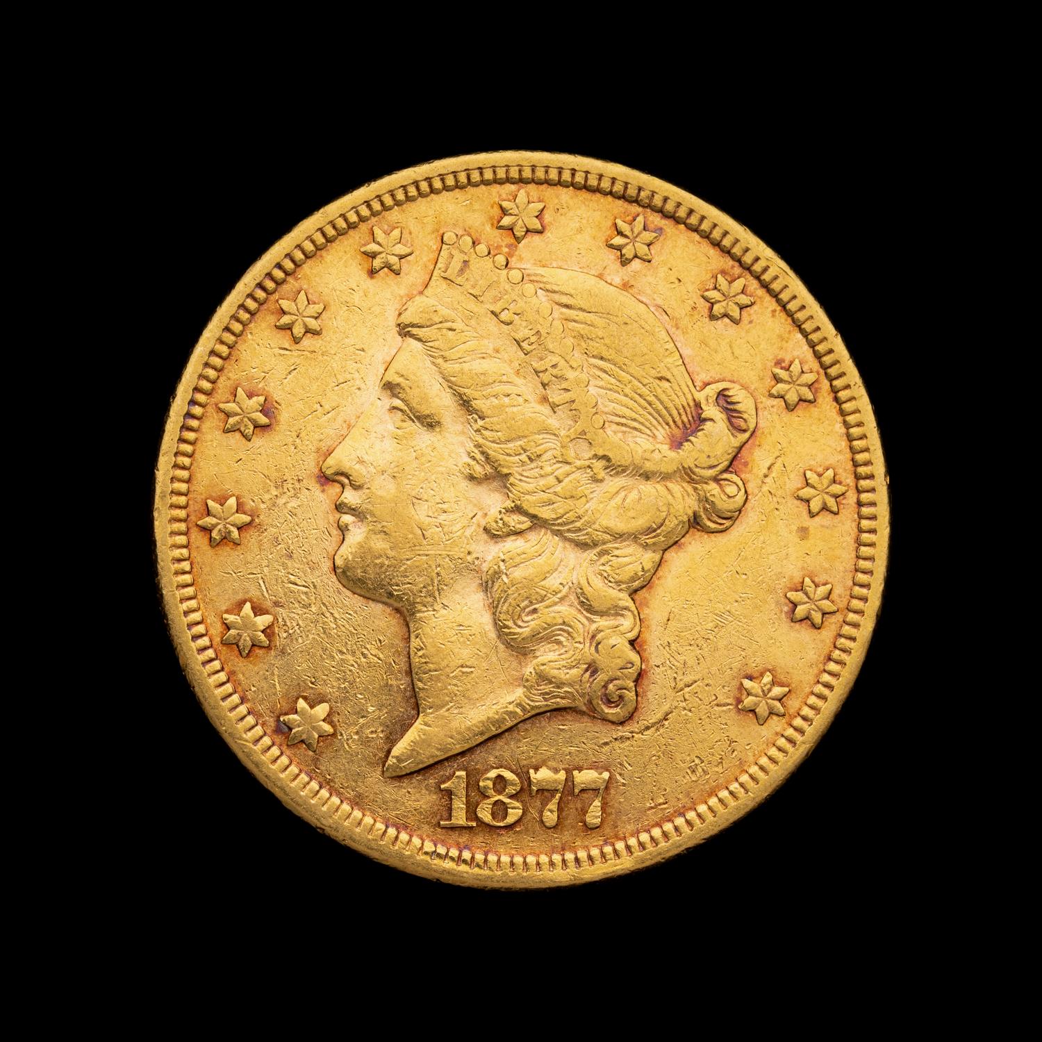 An 1877 Liberty Head $20 Gold Coin