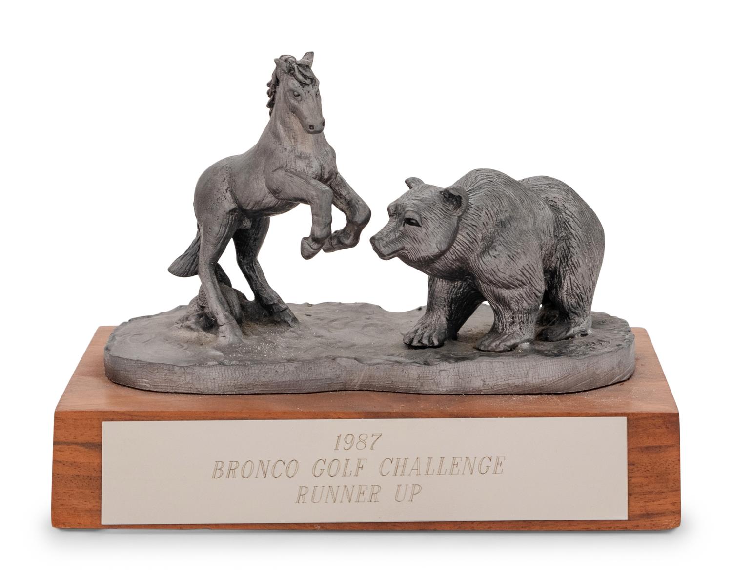 A 1987 Bronco Golf Challenge Runner Up Trophy Awarded To Mike Ditka Formerly Displayed at Mike Ditka's Restaurant