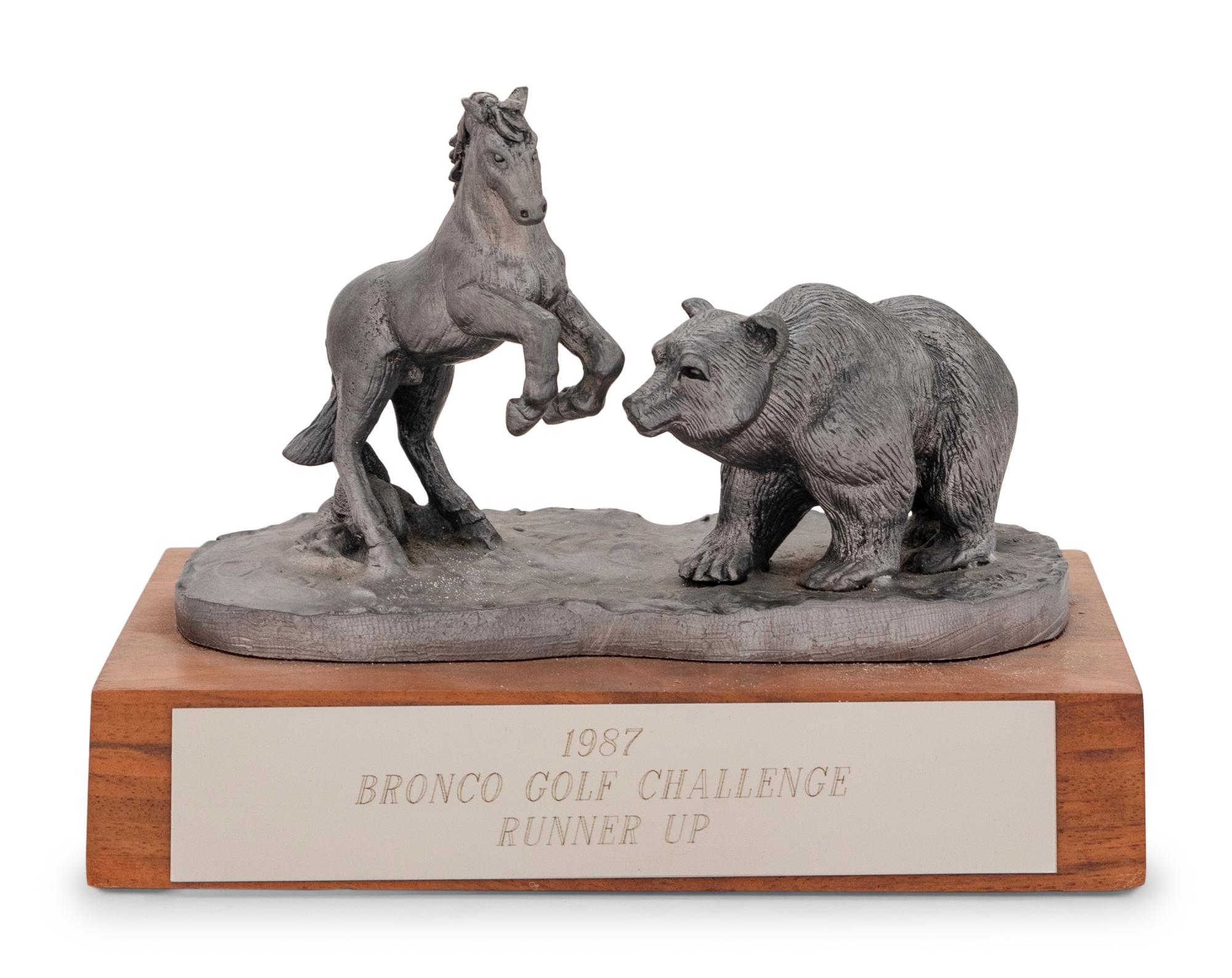 A 1987 Bronco Golf Challenge Runner Up Trophy Awarded To Mike Ditka Formerly Displayed at Mike Ditka's Restaurant