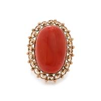 YELLOW GOLD AND CORAL RING