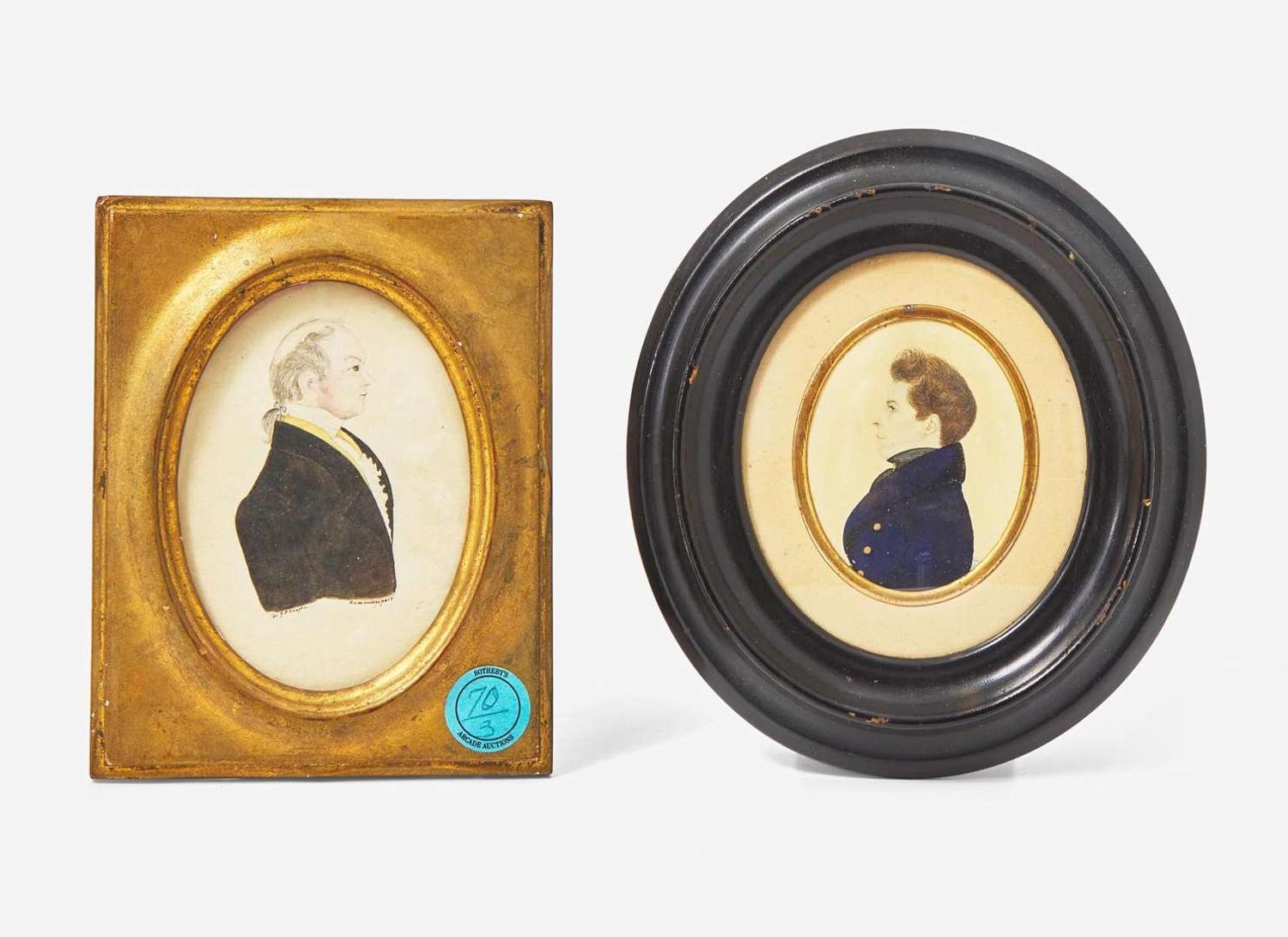 American School 19th century, Three Portrait Miniatures of Young Men