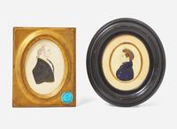 American School 19th century, Three Portrait Miniatures of Young Men