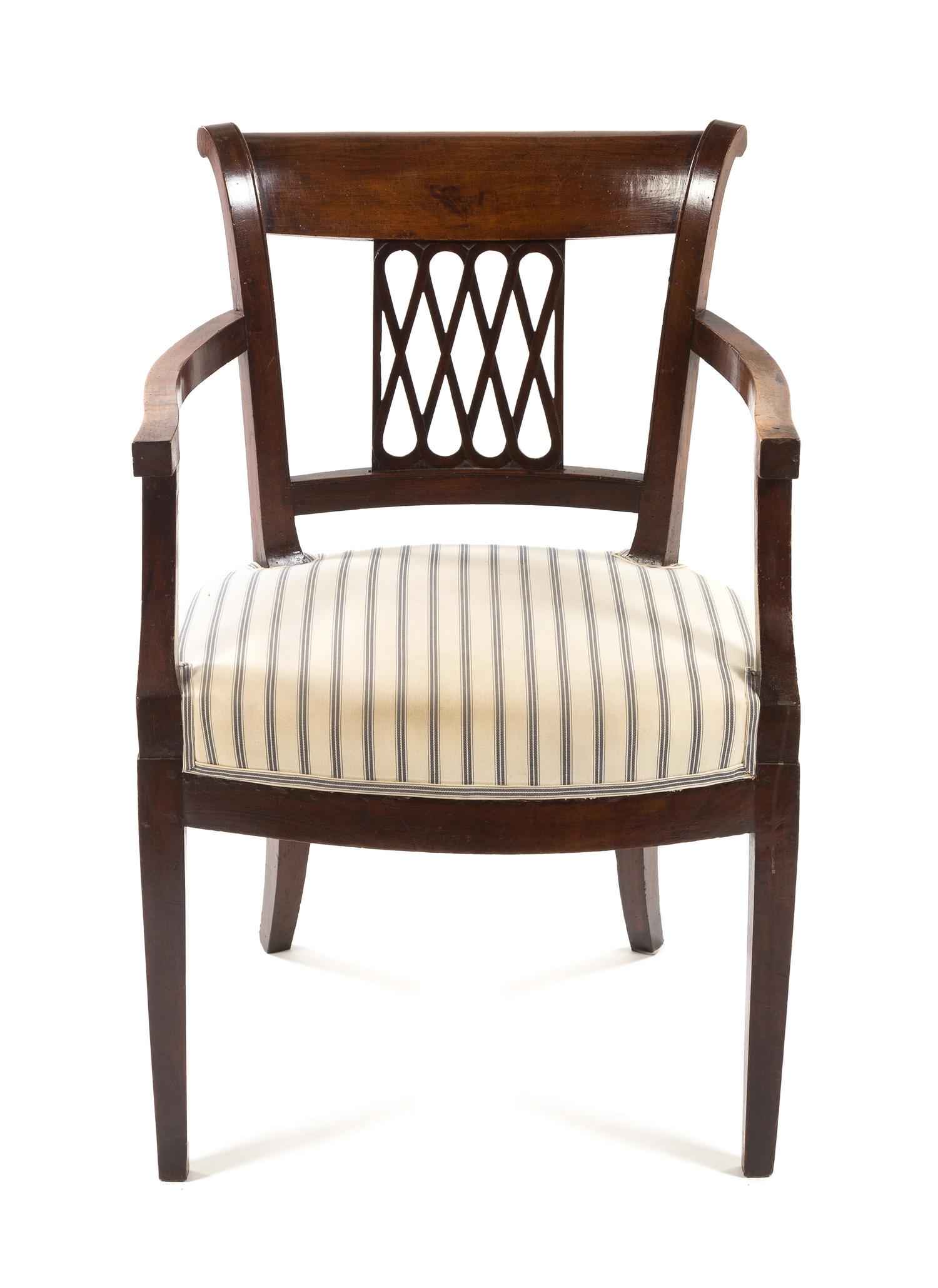 An Italian Walnut Armchair Height 33 1/2 inches. — LATE 18TH CENTURY
