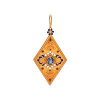 YELLOW GOLD, SAPPHIRE AND ENAMEL PENDANT